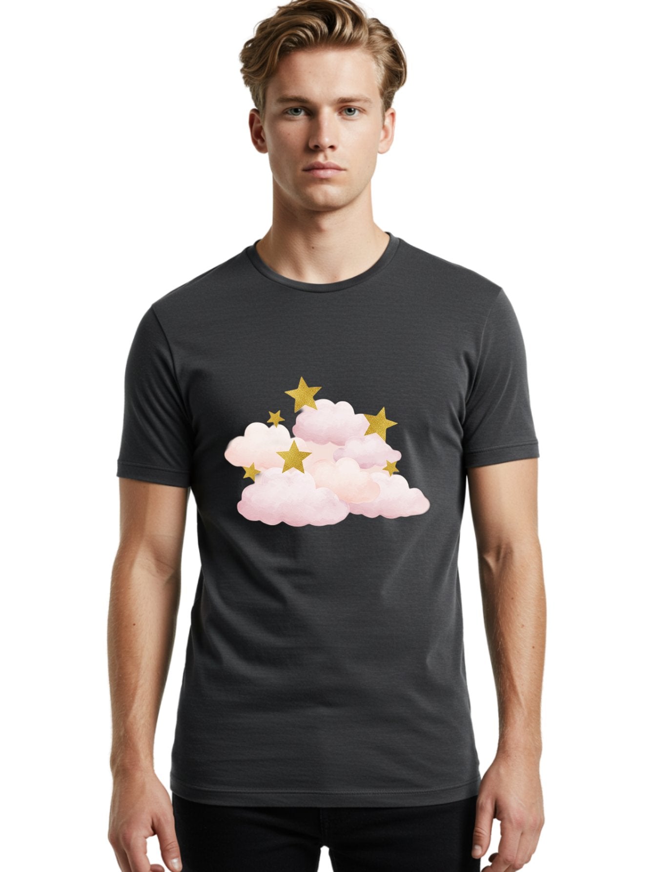 Clouds-With-Stars Men'S Graphic Tee, 100% Cotton, Comfortable Casual Summer Wear, Machine Washable, Vintage Camera, Old Camera, Antique Camera, Black Camera, Classic Photography, Photography Equipment, Nostalgic Device, Film Camera, Camera Art Bak271 24