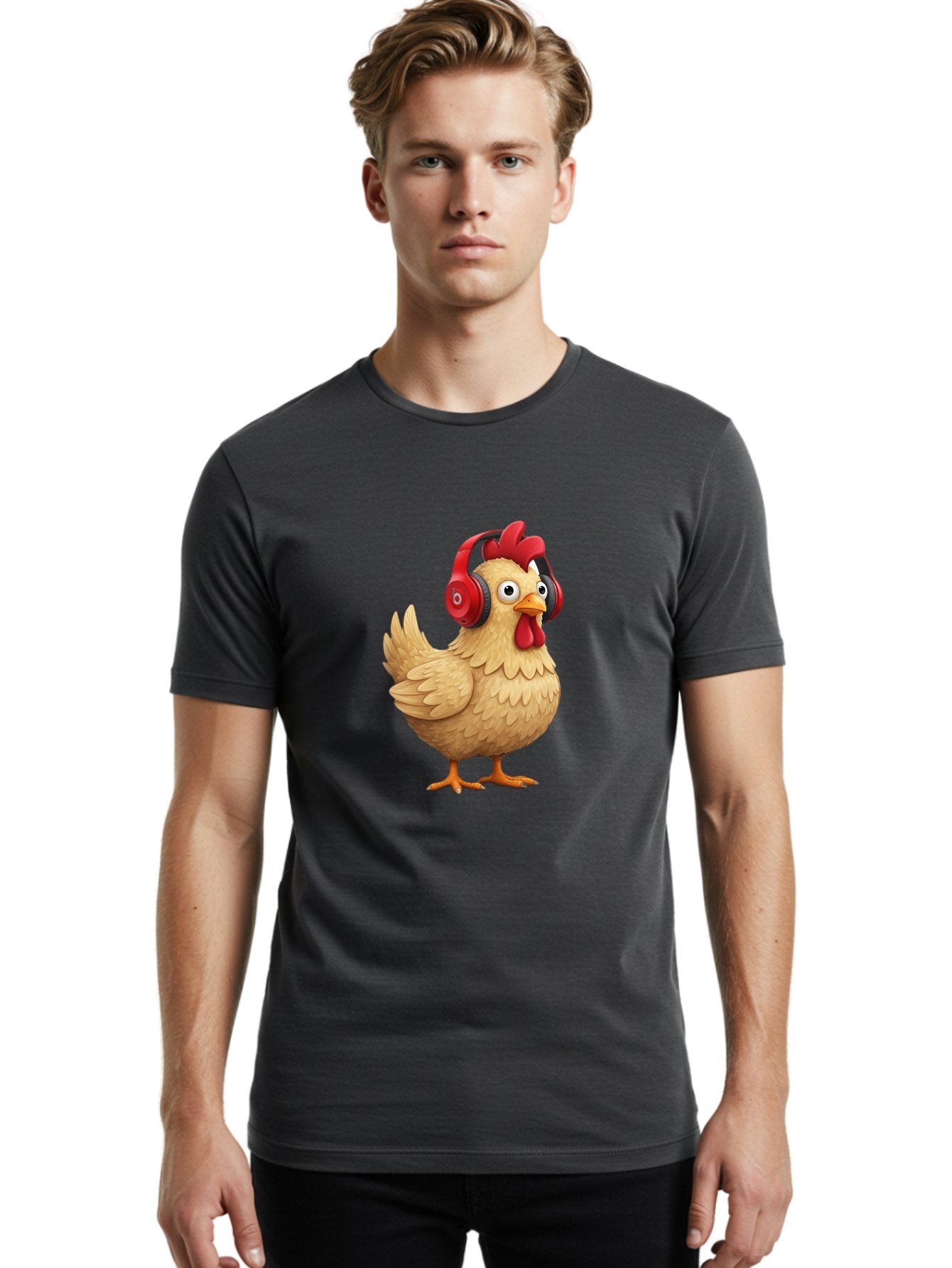 Clucking-Chicken-With-Headphones Men'S Graphic Tee, 100% Cotton, Comfortable Casual Summer Wear, Machine Washable, Vintage Camera, Old Camera, Antique Camera, Black Camera, Classic Photography, Photography Equipment, Nostalgic Device, Bak274 26