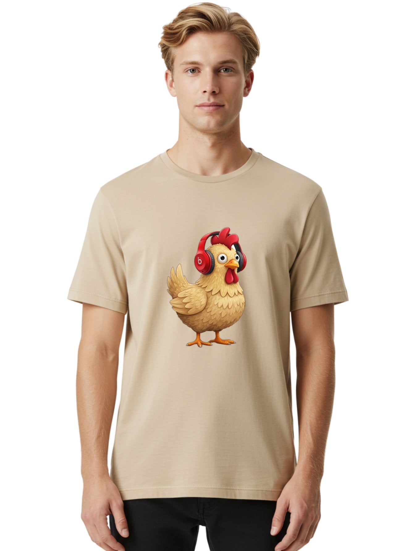 Clucking-Chicken-With-Headphones Men'S Graphic Tee, 100% Cotton, Comfortable Casual Summer Wear, Machine Washable, Vintage Camera, Old Camera, Antique Camera, Black Camera, Classic Photography, Photography Equipment, Nostalgic Device, Bak274 25