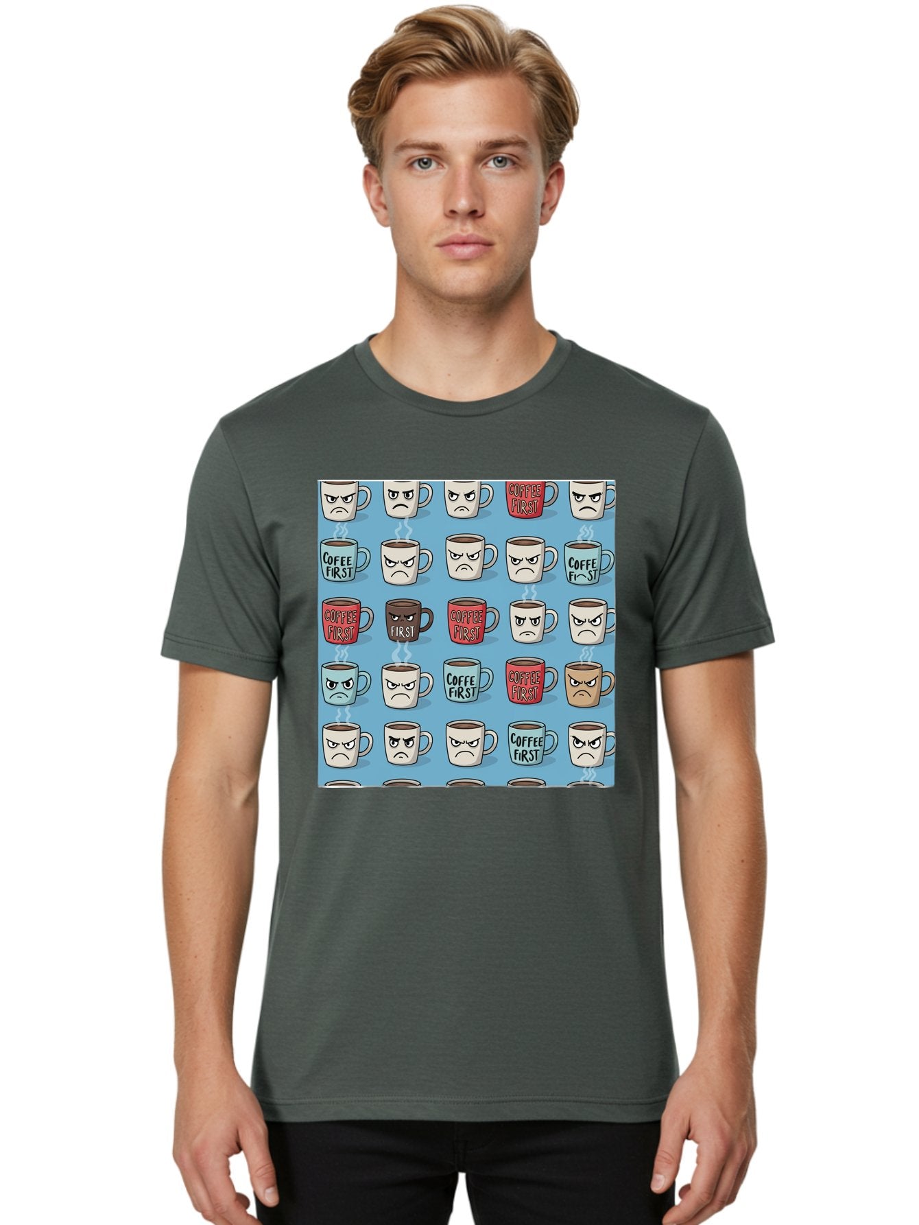 Coffee-First-1 Men'S Graphic Tee, 100% Cotton, Comfortable Casual Summer Wear, Machine Washable, Vintage Camera, Old Camera, Antique Camera, Black Camera, Classic Photography, Photography Equipment, Nostalgic Device, Film Camera, Camera Art Bak279 16