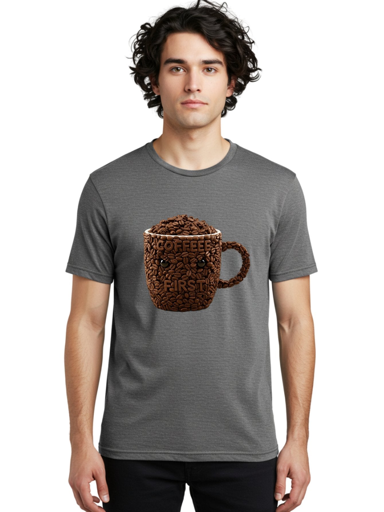 Coffee-First-2 Men'S Graphic Tee, 100% Cotton, Comfortable Casual Summer Wear, Machine Washable, Vintage Camera, Old Camera, Antique Camera, Black Camera, Classic Photography, Photography Equipment, Nostalgic Device, Film Camera, Camera Art Bak280 25
