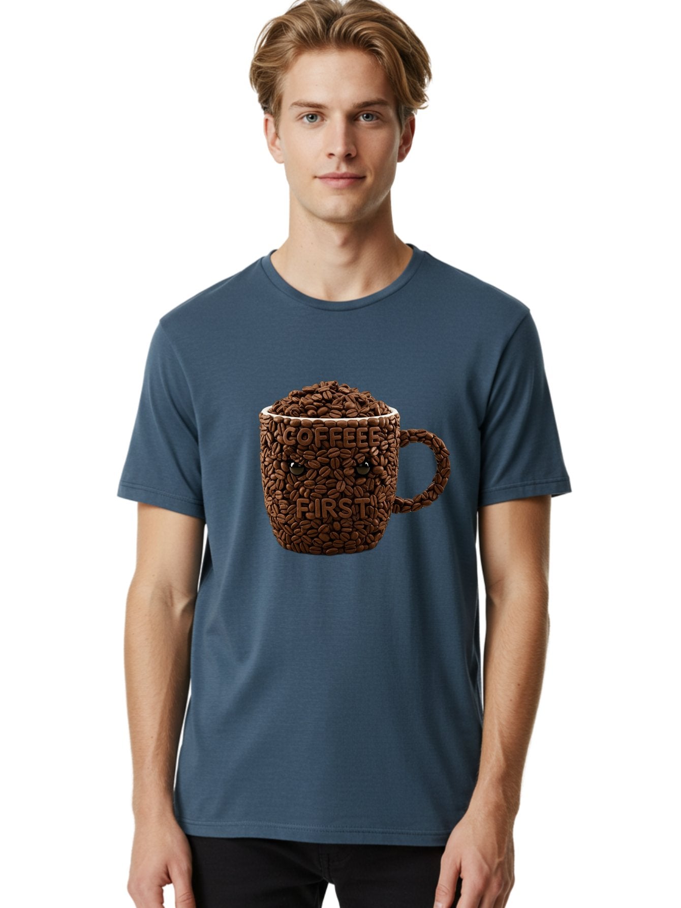 Coffee-First-2 Men'S Graphic Tee, 100% Cotton, Comfortable Casual Summer Wear, Machine Washable, Vintage Camera, Old Camera, Antique Camera, Black Camera, Classic Photography, Photography Equipment, Nostalgic Device, Film Camera, Camera Art Bak280 23