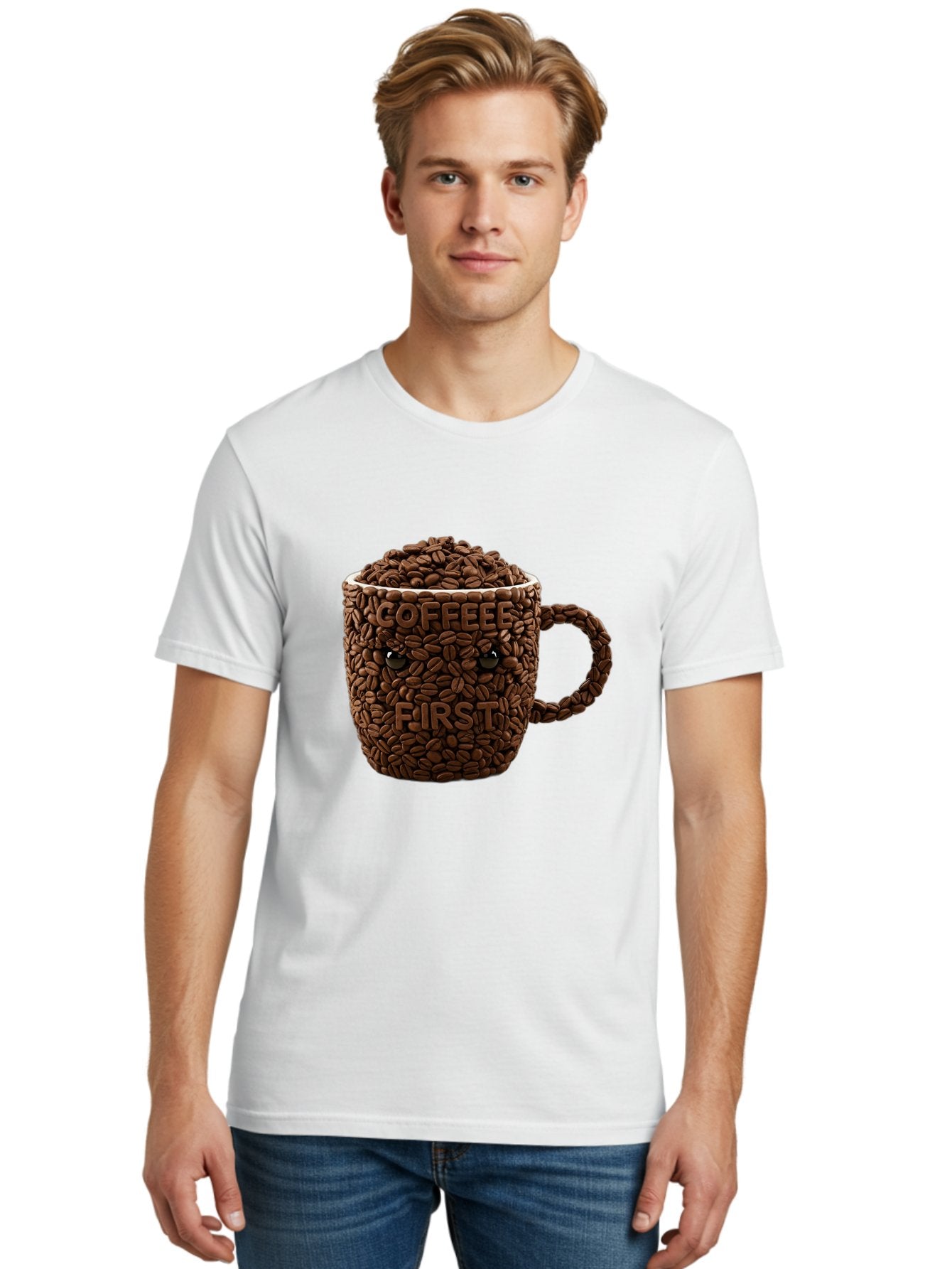 Coffee-First-2 Men'S Graphic Tee, 100% Cotton, Comfortable Casual Summer Wear, Machine Washable, Vintage Camera, Old Camera, Antique Camera, Black Camera, Classic Photography, Photography Equipment, Nostalgic Device, Film Camera, Camera Art Bak280 20
