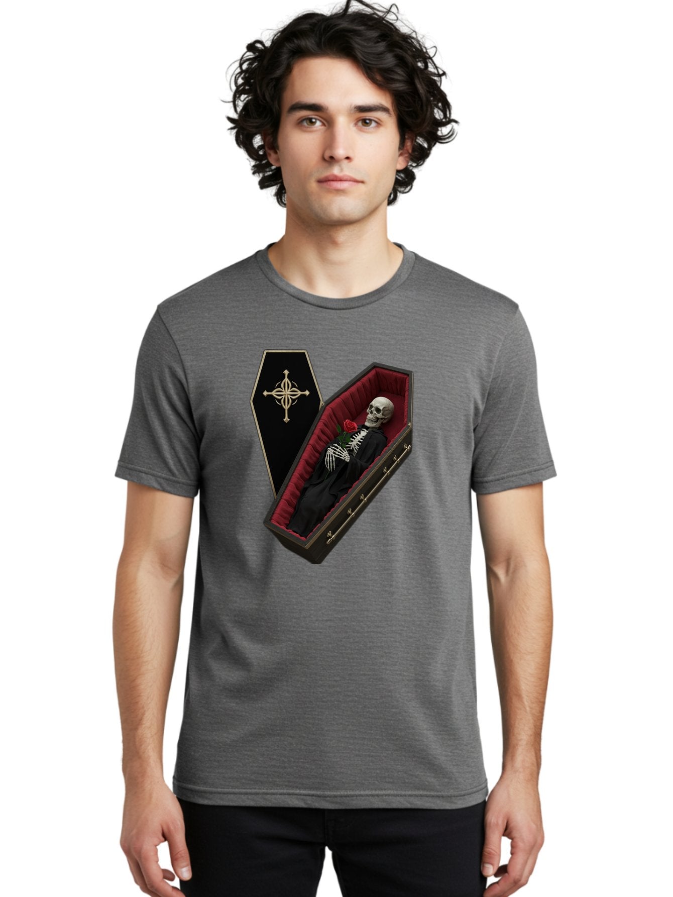 Coffin-Skeleton Men'S Graphic Tee, 100% Cotton, Comfortable Casual Summer Wear, Machine Washable, Vintage Camera, Old Camera, Antique Camera, Black Camera, Classic Photography, Photography Equipment, Nostalgic Device, Film Camera, Camera Art Bak285 24