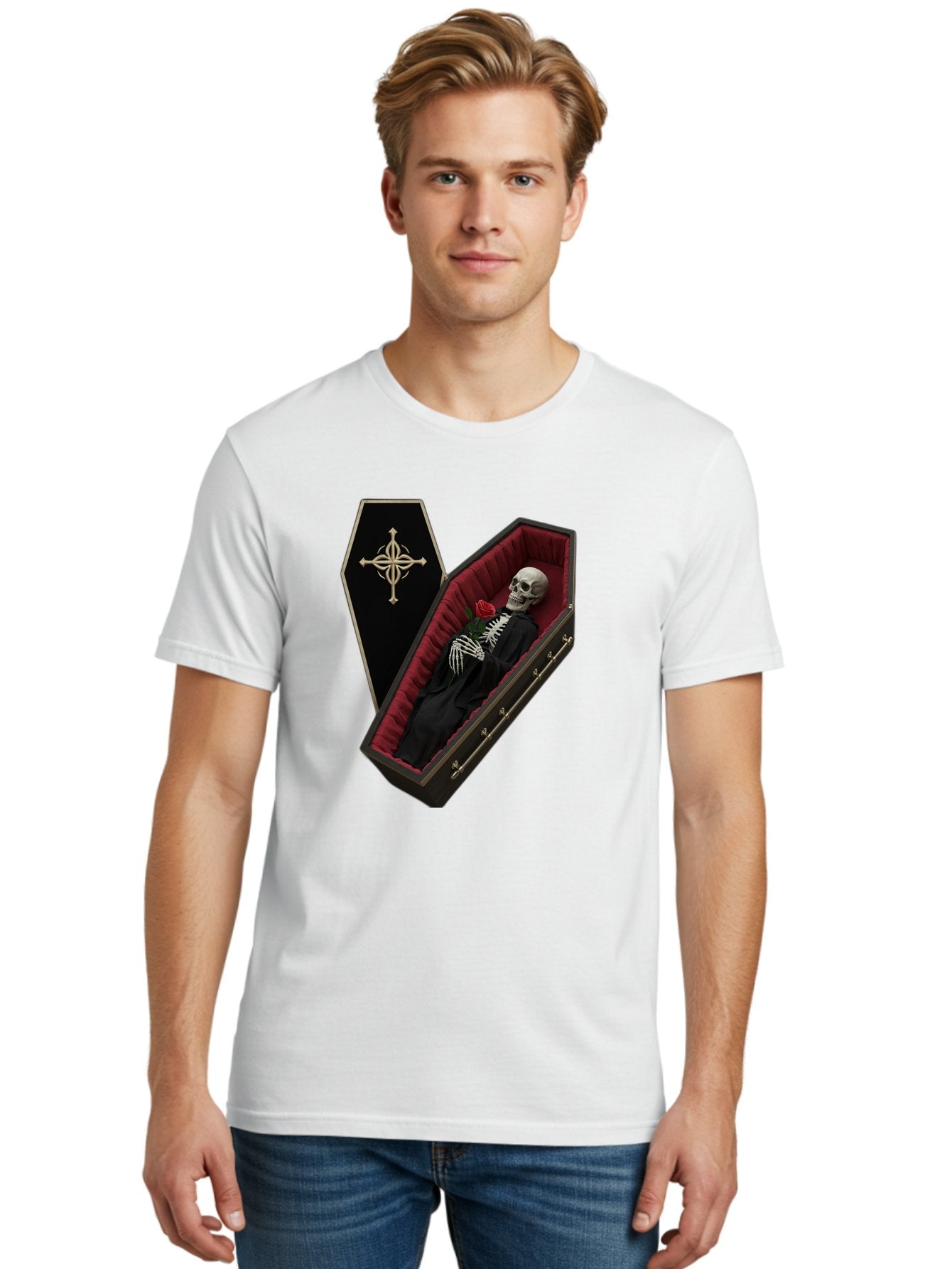 Coffin-Skeleton Men'S Graphic Tee, 100% Cotton, Comfortable Casual Summer Wear, Machine Washable, Vintage Camera, Old Camera, Antique Camera, Black Camera, Classic Photography, Photography Equipment, Nostalgic Device, Film Camera, Camera Art Bak285 25