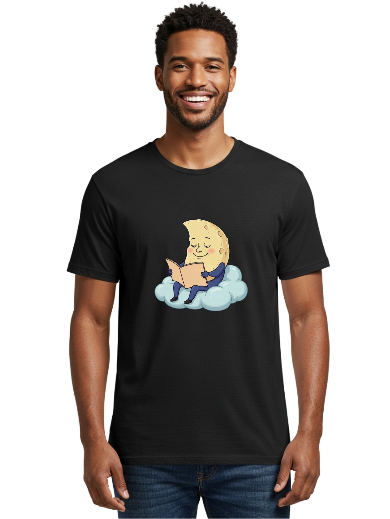 Crescent-Moon-Reading-1 Men'S Graphic Tee, 100% Cotton, Comfortable Casual Summer Wear, Machine Washable, Vintage Camera, Old Camera, Antique Camera, Black Camera, Classic Photography, Photography Equipment, Nostalgic Device, Film Camera, Bak317 19