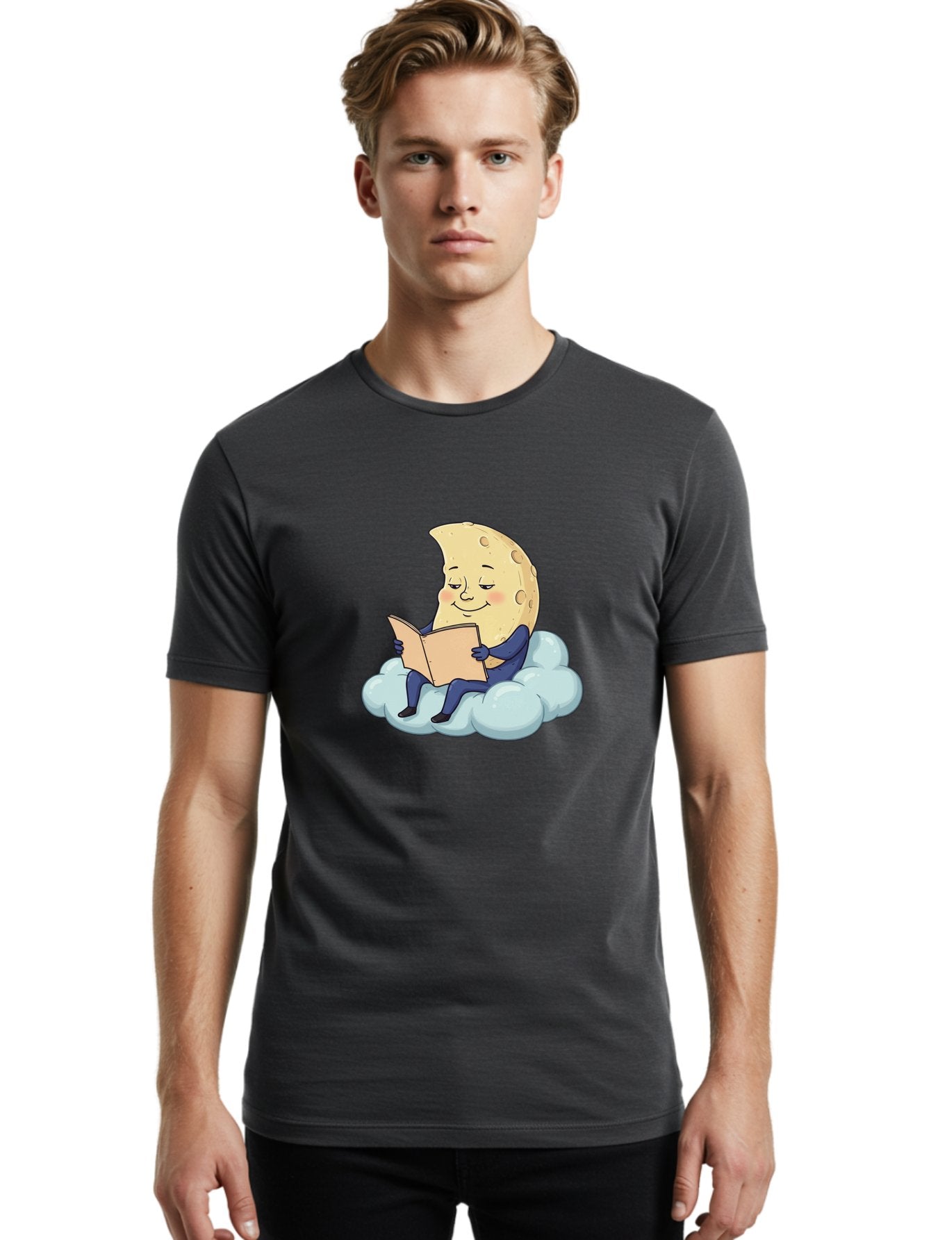 Crescent-Moon-Reading-1 Men'S Graphic Tee, 100% Cotton, Comfortable Casual Summer Wear, Machine Washable, Vintage Camera, Old Camera, Antique Camera, Black Camera, Classic Photography, Photography Equipment, Nostalgic Device, Film Camera, Bak317 26