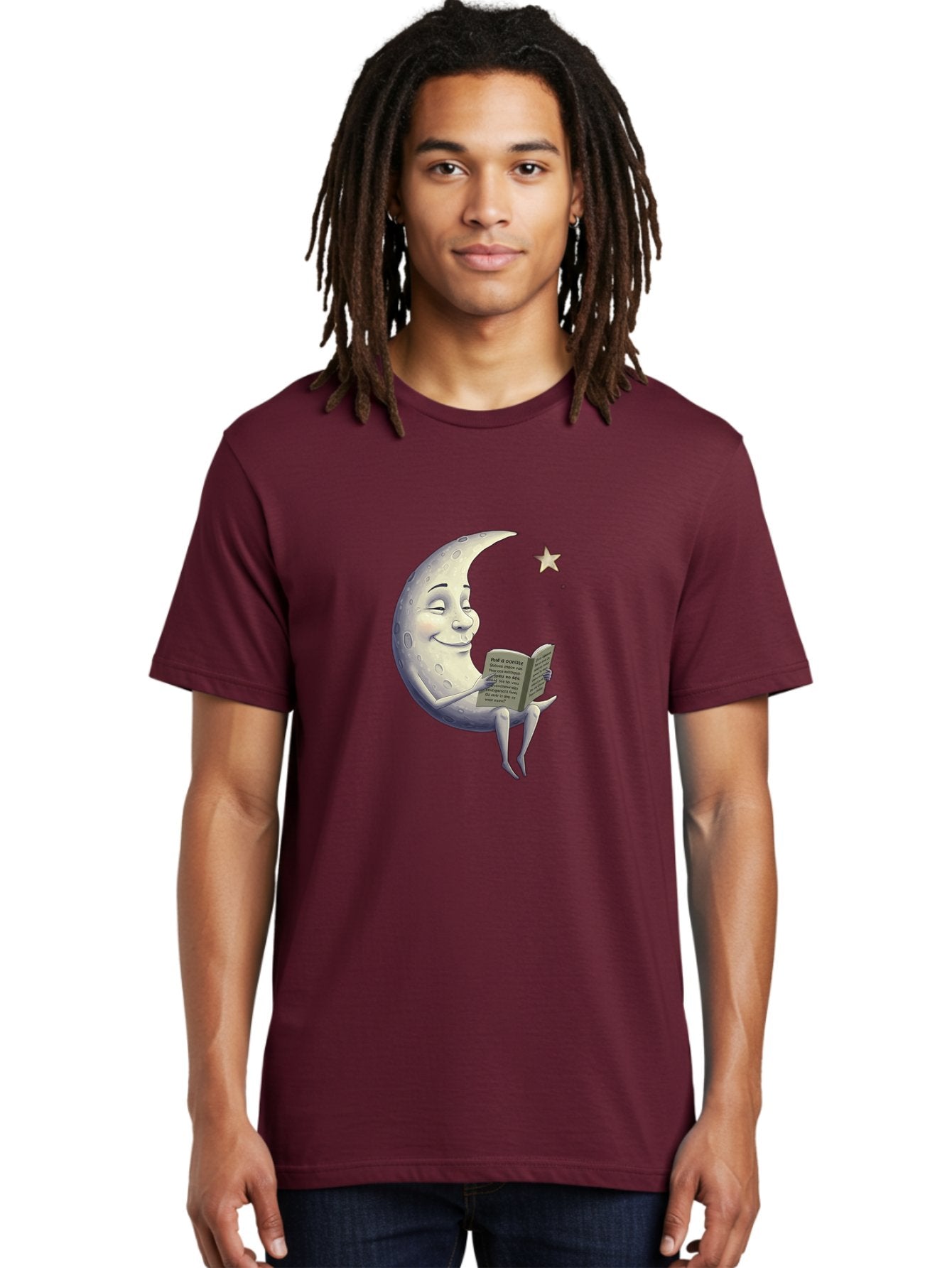 Crescent-Moon-Reading-2 Men'S Graphic Tee, 100% Cotton, Comfortable Casual Summer Wear, Machine Washable, Vintage Camera, Old Camera, Antique Camera, Black Camera, Classic Photography, Photography Equipment, Nostalgic Device, Film Camera, Bak318 24