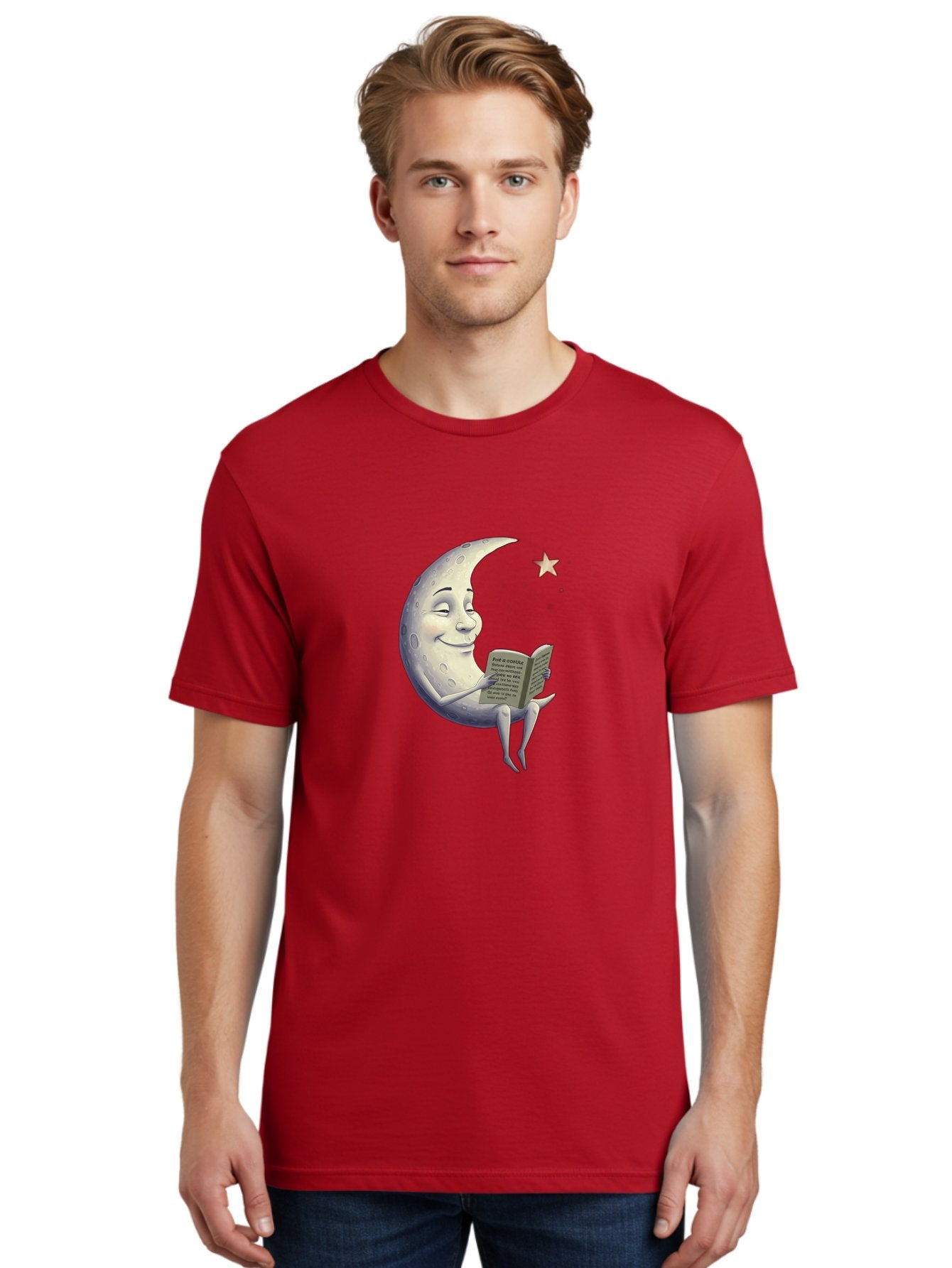 Crescent-Moon-Reading-2 Men'S Graphic Tee, 100% Cotton, Comfortable Casual Summer Wear, Machine Washable, Vintage Camera, Old Camera, Antique Camera, Black Camera, Classic Photography, Photography Equipment, Nostalgic Device, Film Camera, Bak318 21
