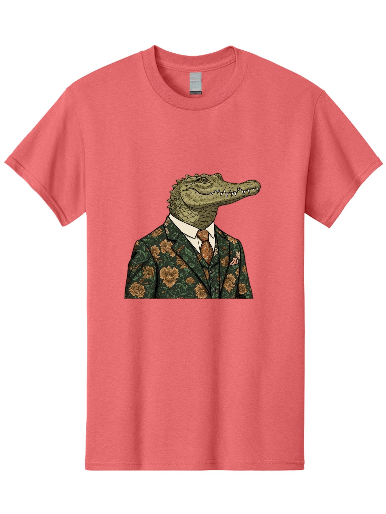 Crocodile-In-Floral-Suit Men'S Graphic Tee, 100% Cotton, Comfortable Casual Summer Wear, Machine Washable, Vintage Camera, Old Camera, Antique Camera, Black Camera, Classic Photography, Photography Equipment, Nostalgic Device, Film Camera, Bak322