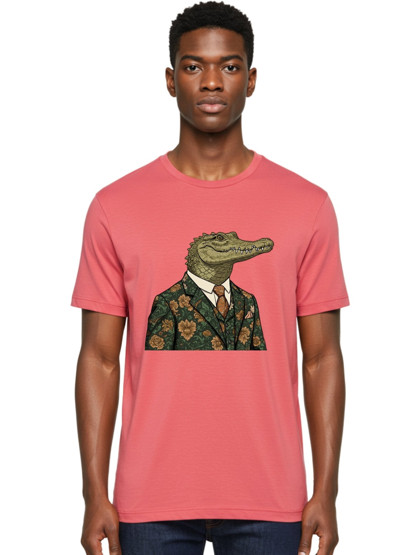 Crocodile-In-Floral-Suit Men'S Graphic Tee, 100% Cotton, Comfortable Casual Summer Wear, Machine Washable, Vintage Camera, Old Camera, Antique Camera, Black Camera, Classic Photography, Photography Equipment, Nostalgic Device, Film Camera, Bak322 19