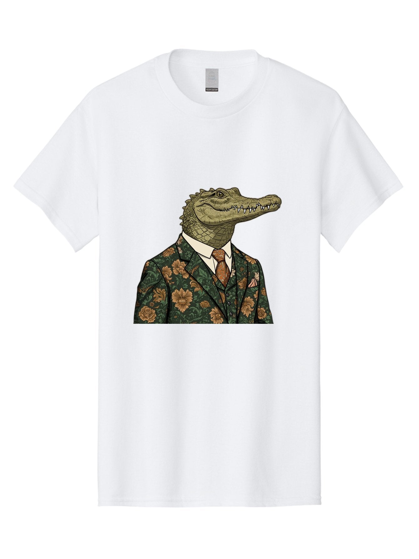 Crocodile-In-Floral-Suit Men'S Graphic Tee, 100% Cotton, Comfortable Casual Summer Wear, Machine Washable, Vintage Camera, Old Camera, Antique Camera, Black Camera, Classic Photography, Photography Equipment, Nostalgic Device, Film Camera, Bak322 7