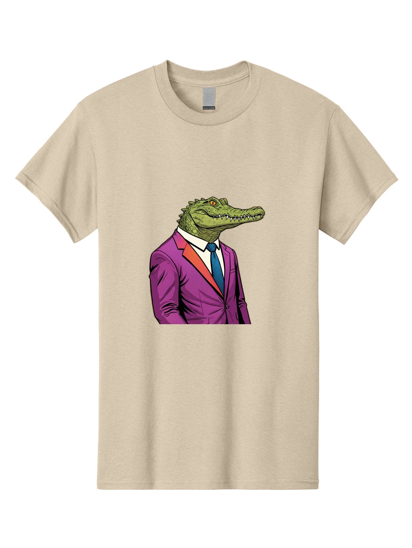 Crocodile-In-Suit-2 Men'S Graphic Tee, 100% Cotton, Comfortable Casual Summer Wear, Machine Washable, Vintage Camera, Old Camera, Antique Camera, Black Camera, Classic Photography, Photography Equipment, Nostalgic Device, Film Camera, Bak326