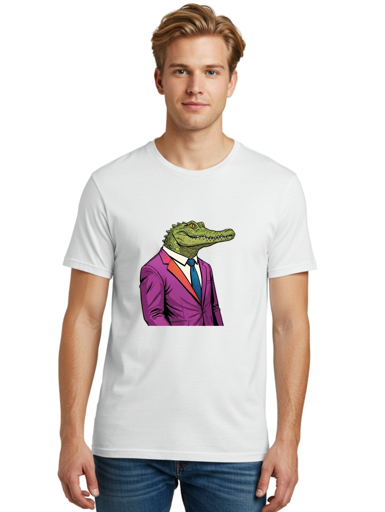 Crocodile-In-Suit-2 Men'S Graphic Tee, 100% Cotton, Comfortable Casual Summer Wear, Machine Washable, Vintage Camera, Old Camera, Antique Camera, Black Camera, Classic Photography, Photography Equipment, Nostalgic Device, Film Camera, Bak326 27