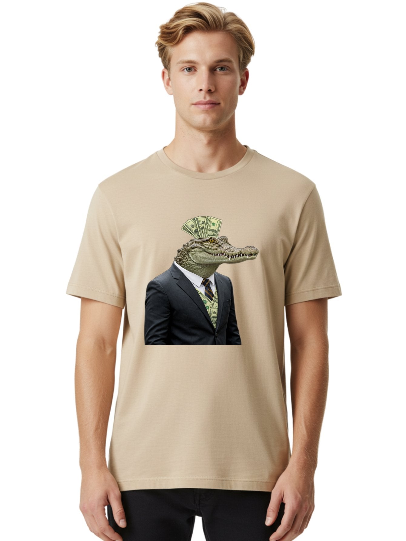 Crocodile-In-Suit-4 Men'S Graphic Tee, 100% Cotton, Comfortable Casual Summer Wear, Machine Washable, Vintage Camera, Old Camera, Antique Camera, Black Camera, Classic Photography, Photography Equipment, Nostalgic Device, Film Camera, Bak328 26