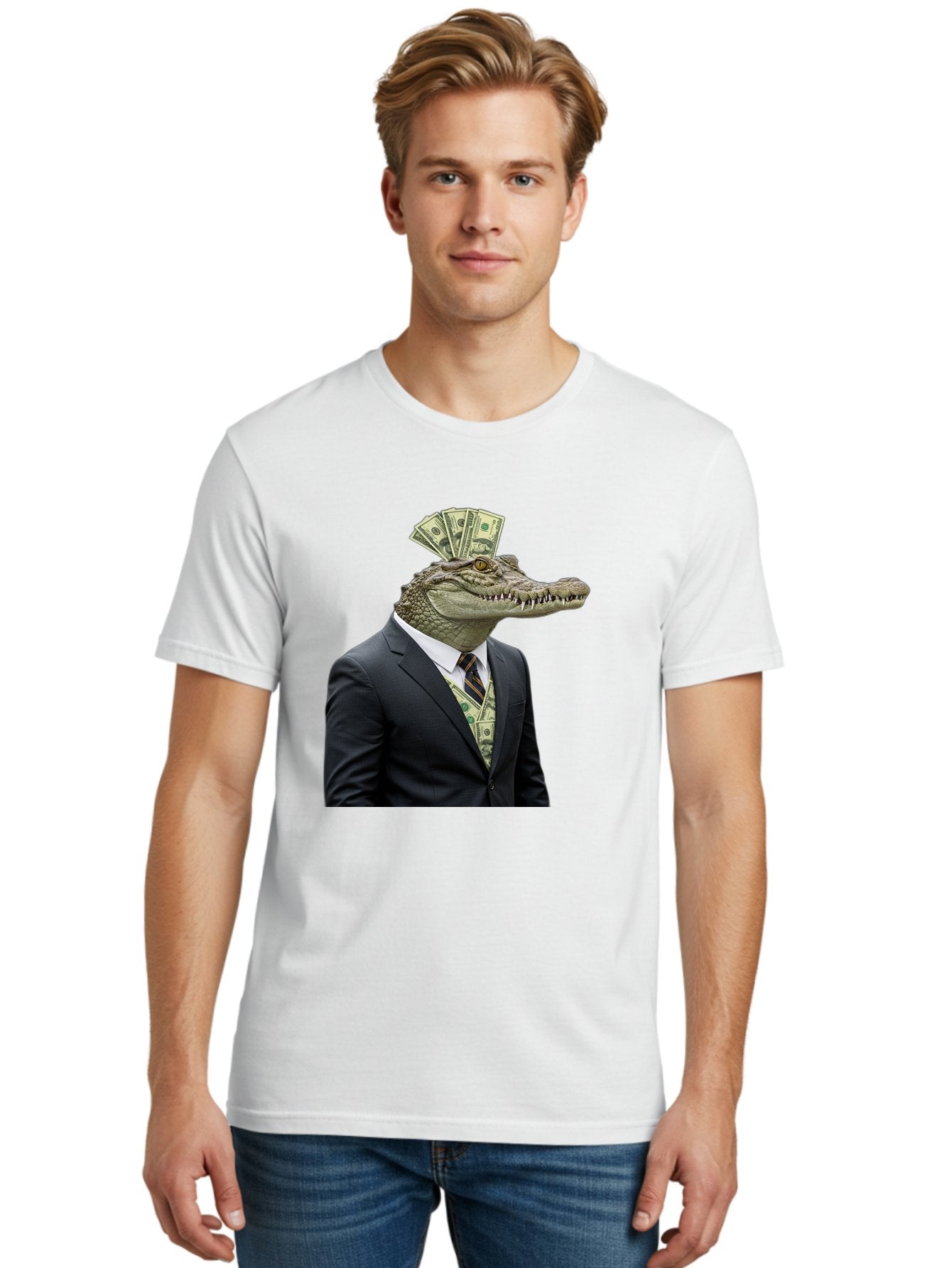 Crocodile-In-Suit-4 Men'S Graphic Tee, 100% Cotton, Comfortable Casual Summer Wear, Machine Washable, Vintage Camera, Old Camera, Antique Camera, Black Camera, Classic Photography, Photography Equipment, Nostalgic Device, Film Camera, Bak328 17