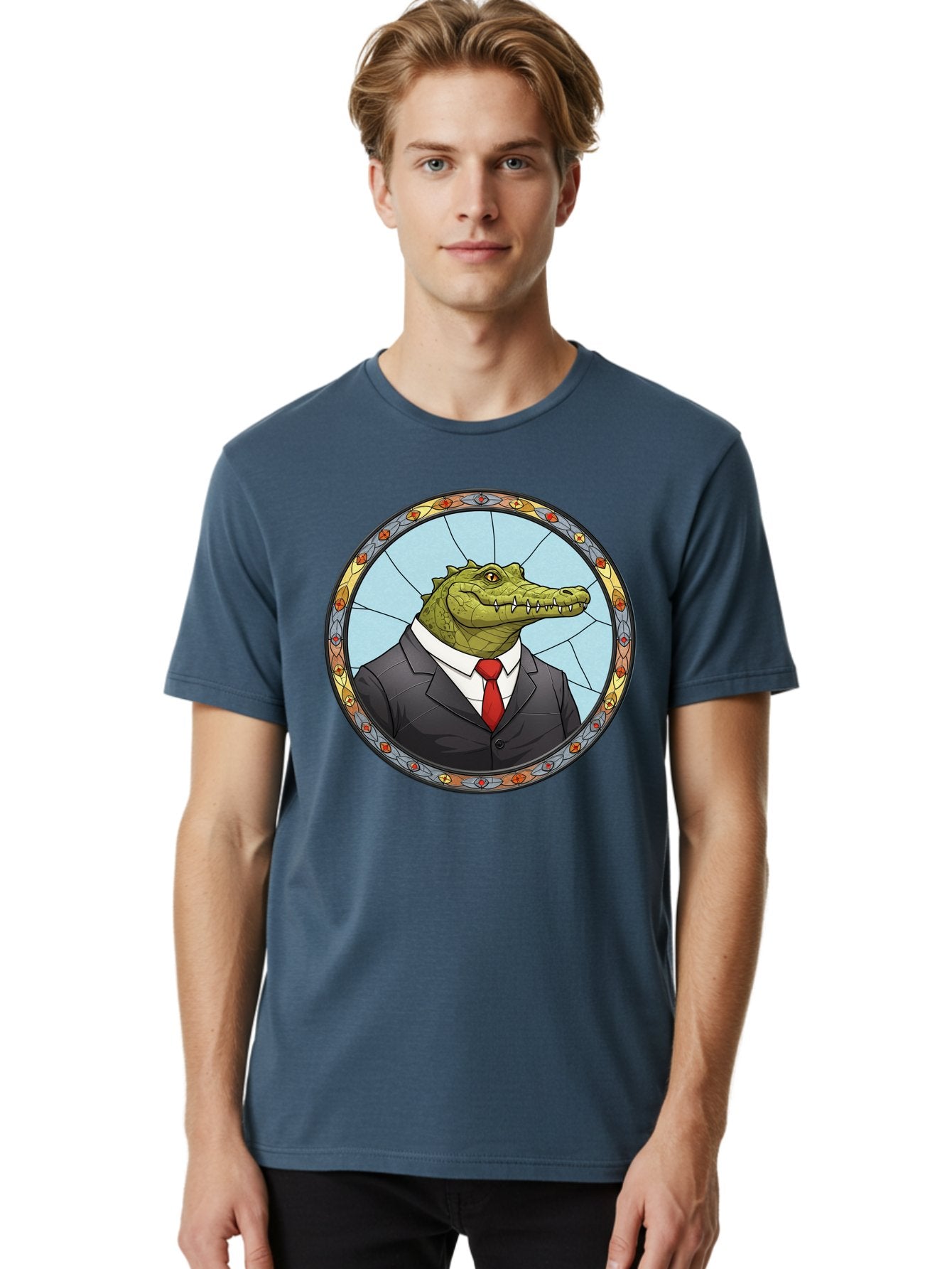 Crocodile-In-Suit-5 Men'S Graphic Tee, 100% Cotton, Comfortable Casual Summer Wear, Machine Washable, Vintage Camera, Old Camera, Antique Camera, Black Camera, Classic Photography, Photography Equipment, Nostalgic Device, Film Camera, Bak329 29