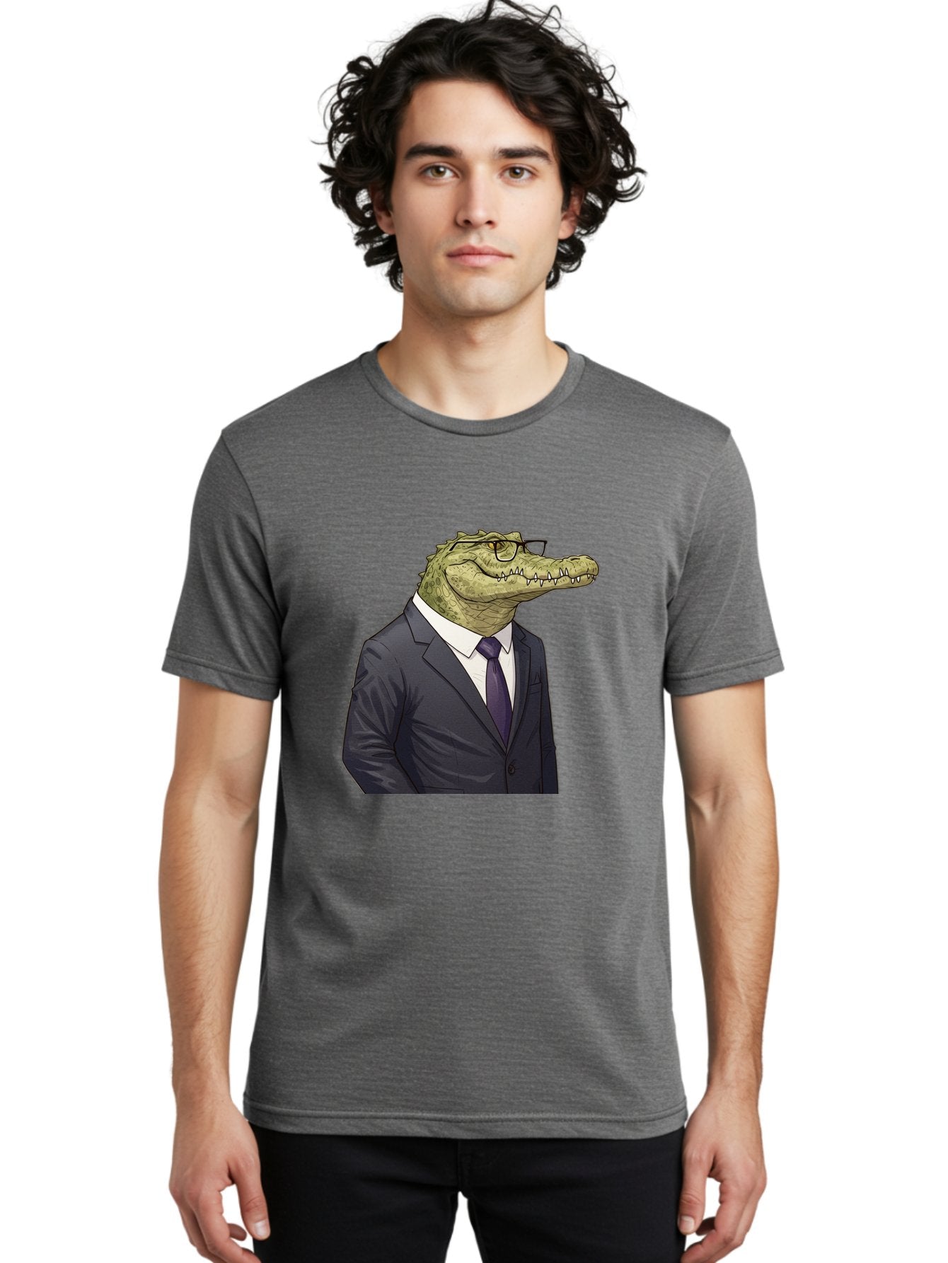 Crocodile-In-Suit-6 Men'S Graphic Tee, 100% Cotton, Comfortable Casual Summer Wear, Machine Washable, Vintage Camera, Old Camera, Antique Camera, Black Camera, Classic Photography, Photography Equipment, Nostalgic Device, Film Camera, Bak330 23