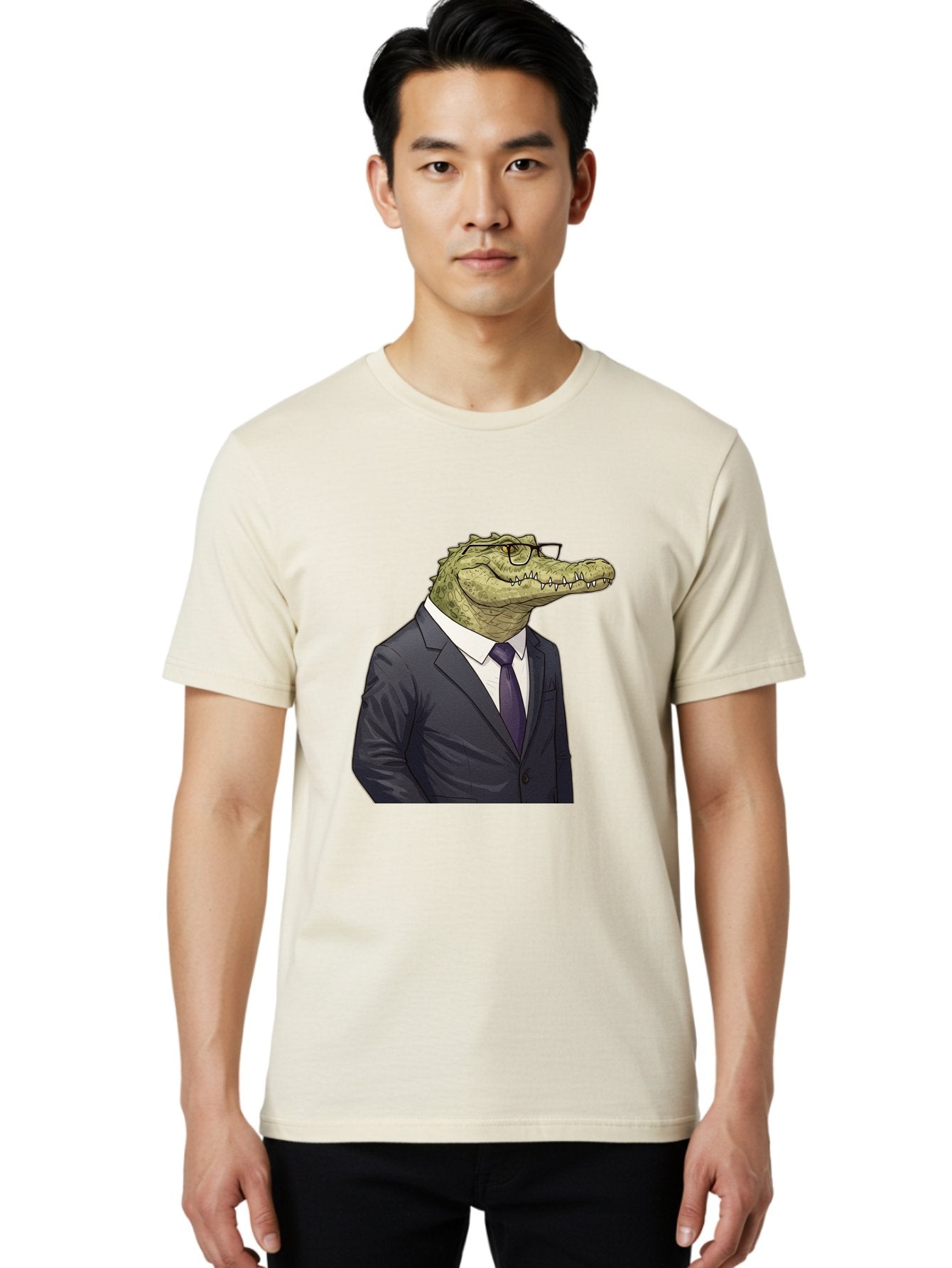 Crocodile-In-Suit-6 Men'S Graphic Tee, 100% Cotton, Comfortable Casual Summer Wear, Machine Washable, Vintage Camera, Old Camera, Antique Camera, Black Camera, Classic Photography, Photography Equipment, Nostalgic Device, Film Camera, Bak330 19