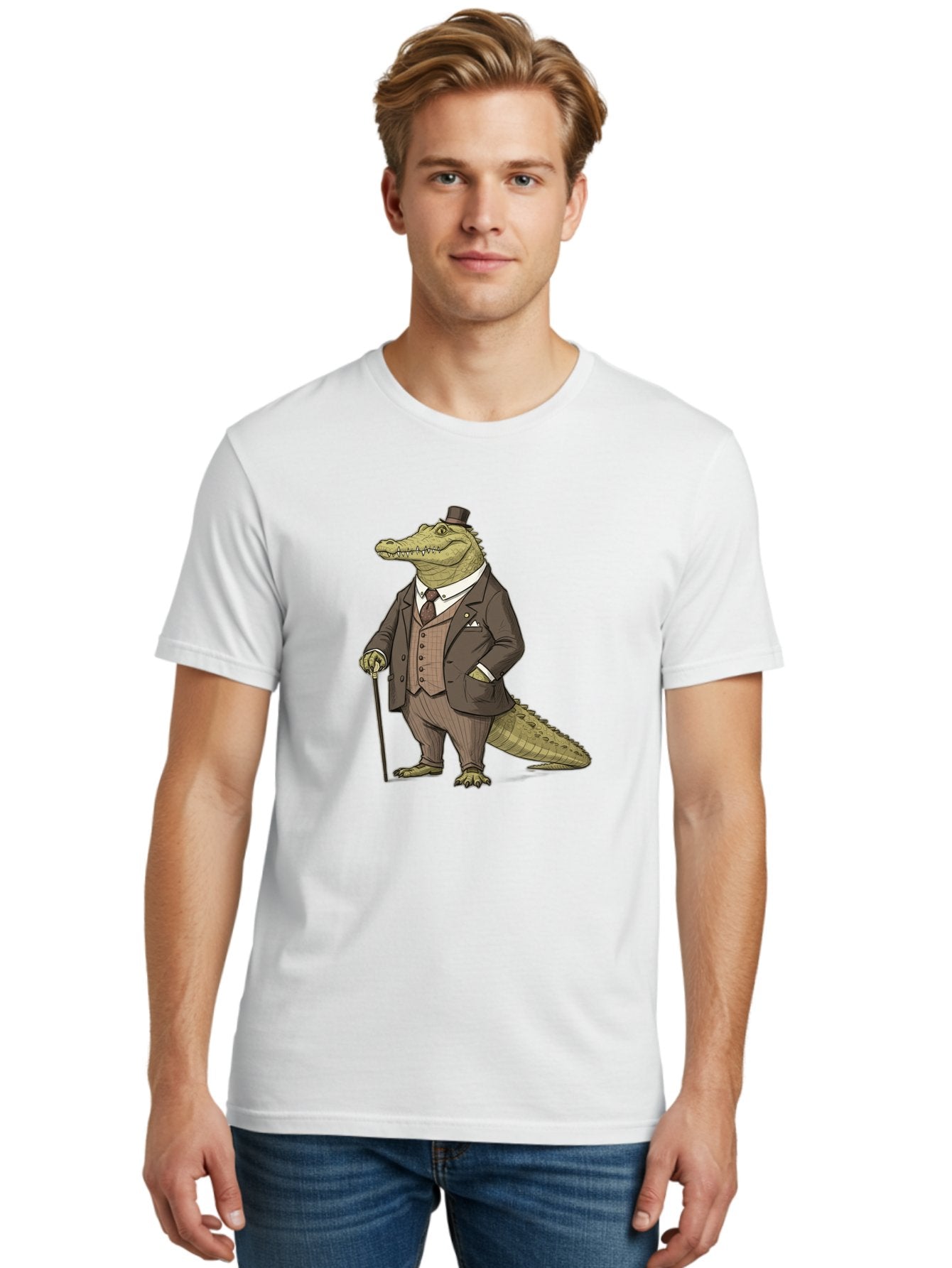 Crocodile-In-Suit-7 Men'S Graphic Tee, 100% Cotton, Comfortable Casual Summer Wear, Machine Washable, Vintage Camera, Old Camera, Antique Camera, Black Camera, Classic Photography, Photography Equipment, Nostalgic Device, Film Camera, Bak331 22