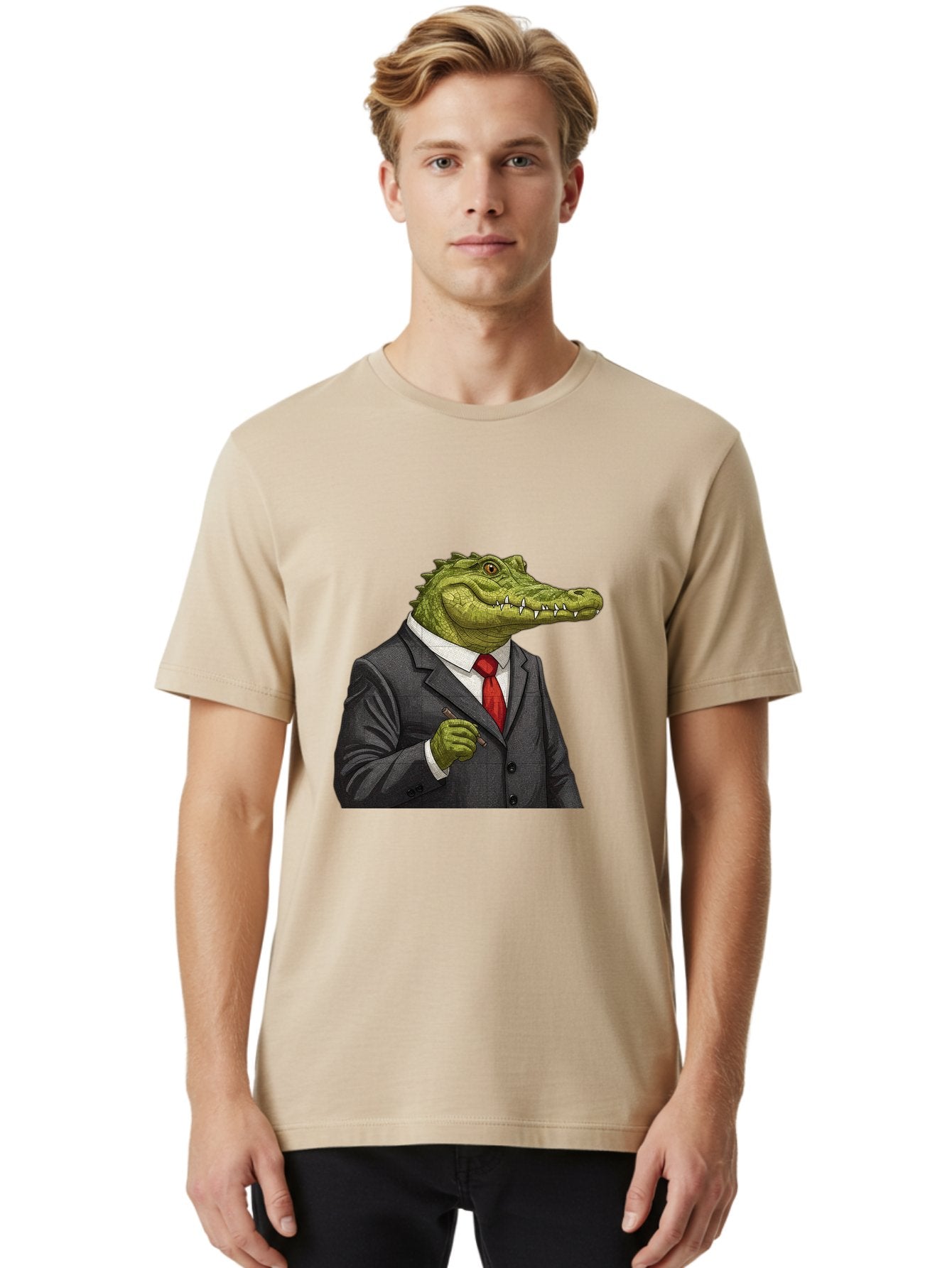 Crocodile-In-Suit-8 Men'S Graphic Tee, 100% Cotton, Comfortable Casual Summer Wear, Machine Washable, Vintage Camera, Old Camera, Antique Camera, Black Camera, Classic Photography, Photography Equipment, Nostalgic Device, Film Camera, Bak332 18