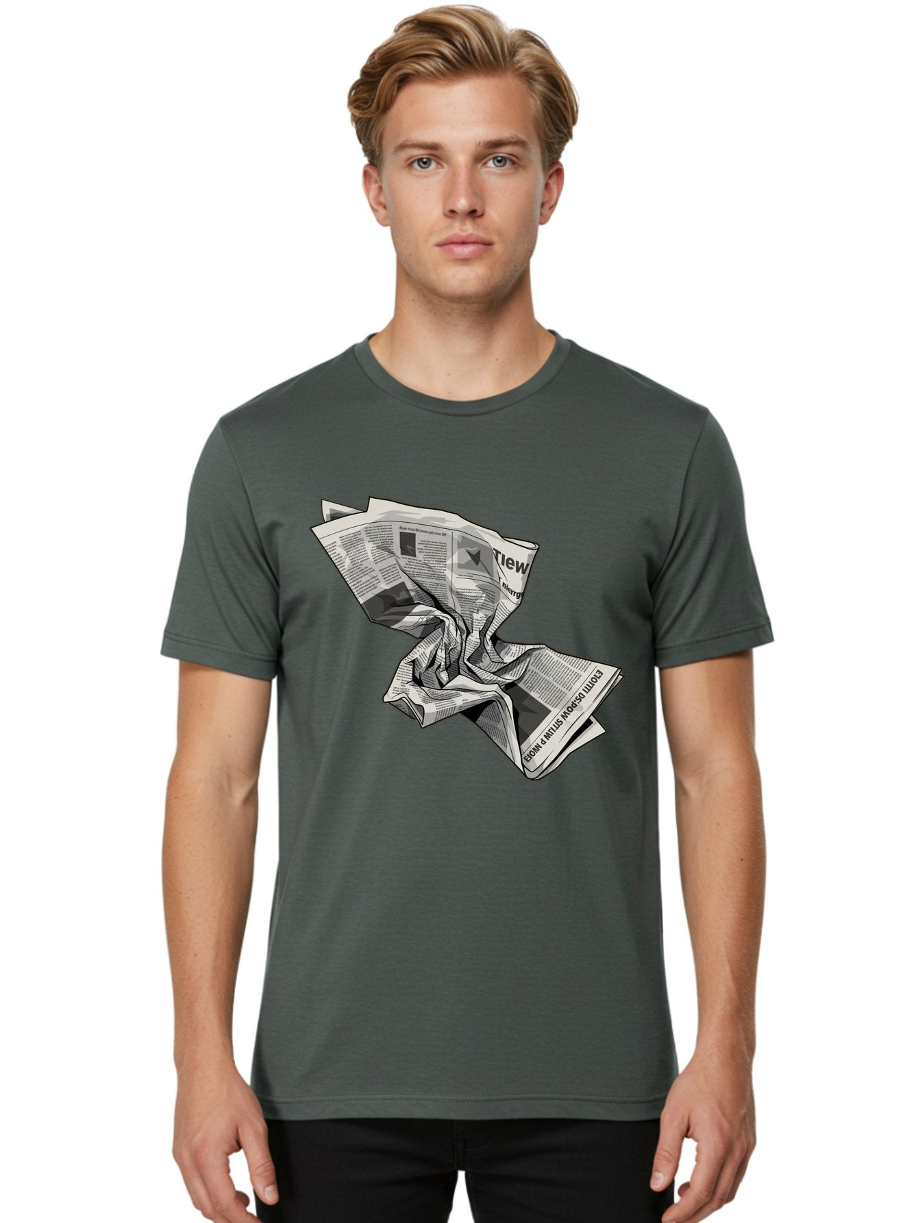 Crumpled-Newspaper-1 Men'S Graphic Tee, 100% Cotton, Comfortable Casual Summer Wear, Machine Washable, Vintage Camera, Old Camera, Antique Camera, Black Camera, Classic Photography, Photography Equipment, Nostalgic Device, Film Camera, Bak341 27