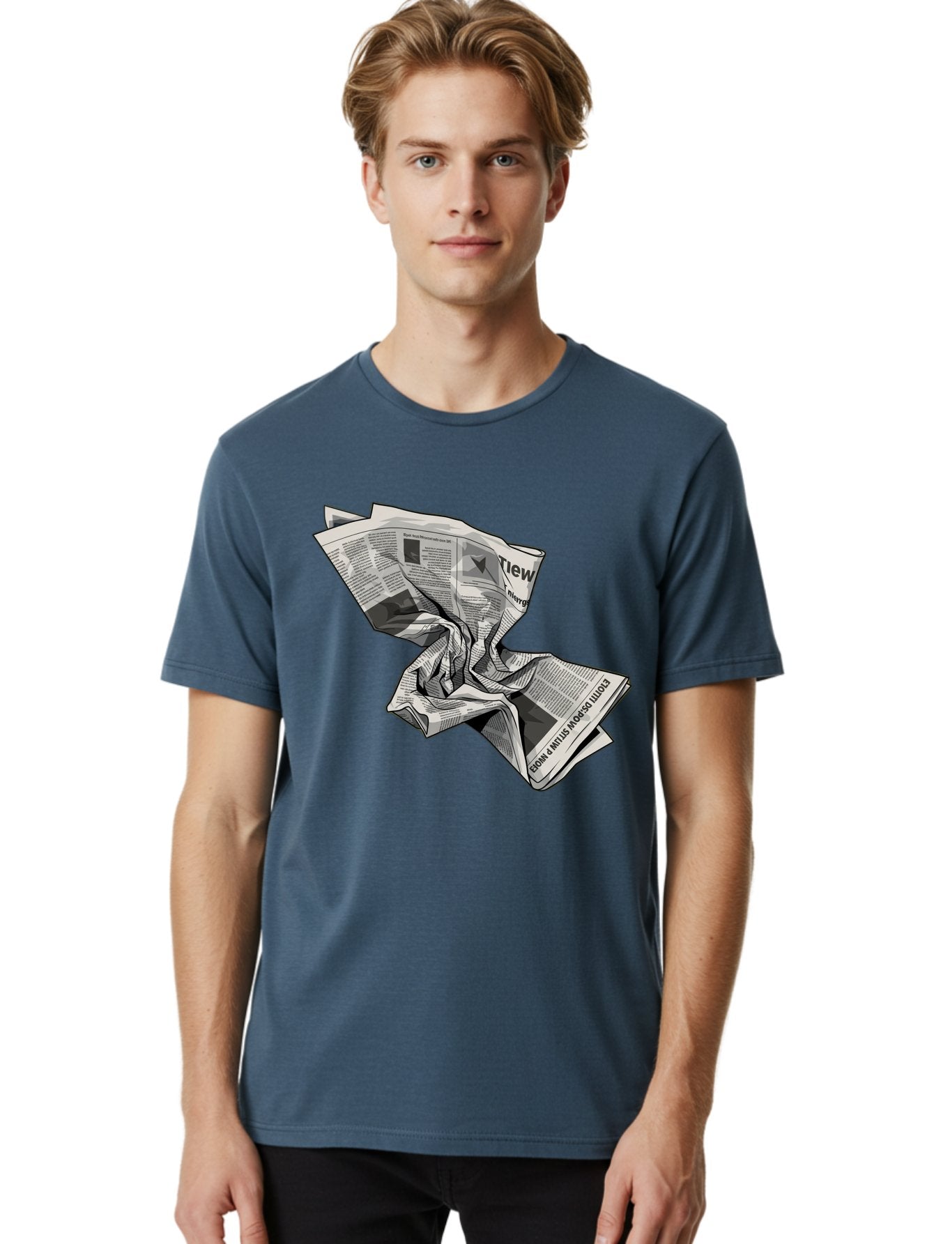 Crumpled-Newspaper-1 Men'S Graphic Tee, 100% Cotton, Comfortable Casual Summer Wear, Machine Washable, Vintage Camera, Old Camera, Antique Camera, Black Camera, Classic Photography, Photography Equipment, Nostalgic Device, Film Camera, Bak341 19