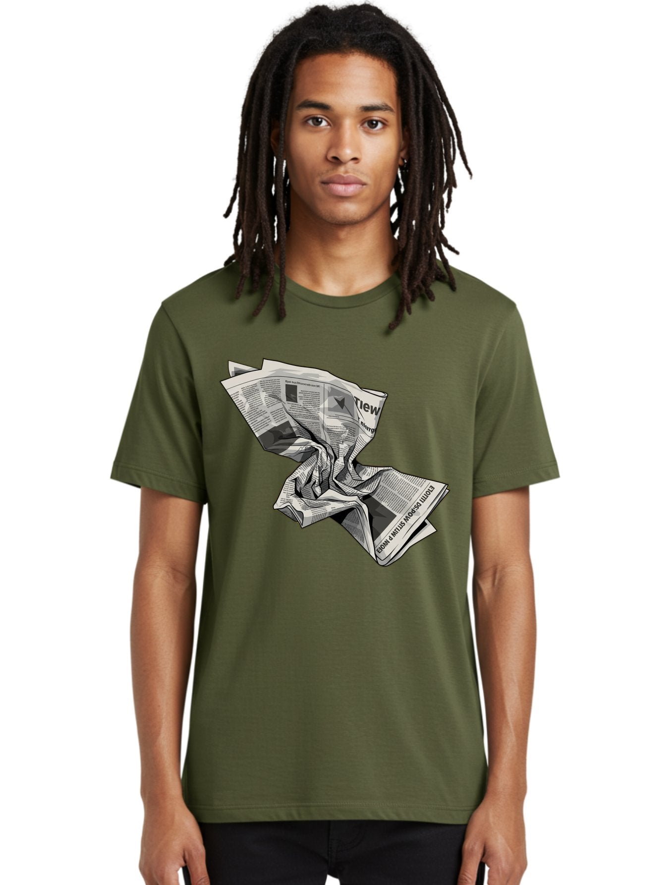 Crumpled-Newspaper-1 Men'S Graphic Tee, 100% Cotton, Comfortable Casual Summer Wear, Machine Washable, Vintage Camera, Old Camera, Antique Camera, Black Camera, Classic Photography, Photography Equipment, Nostalgic Device, Film Camera, Bak341 21