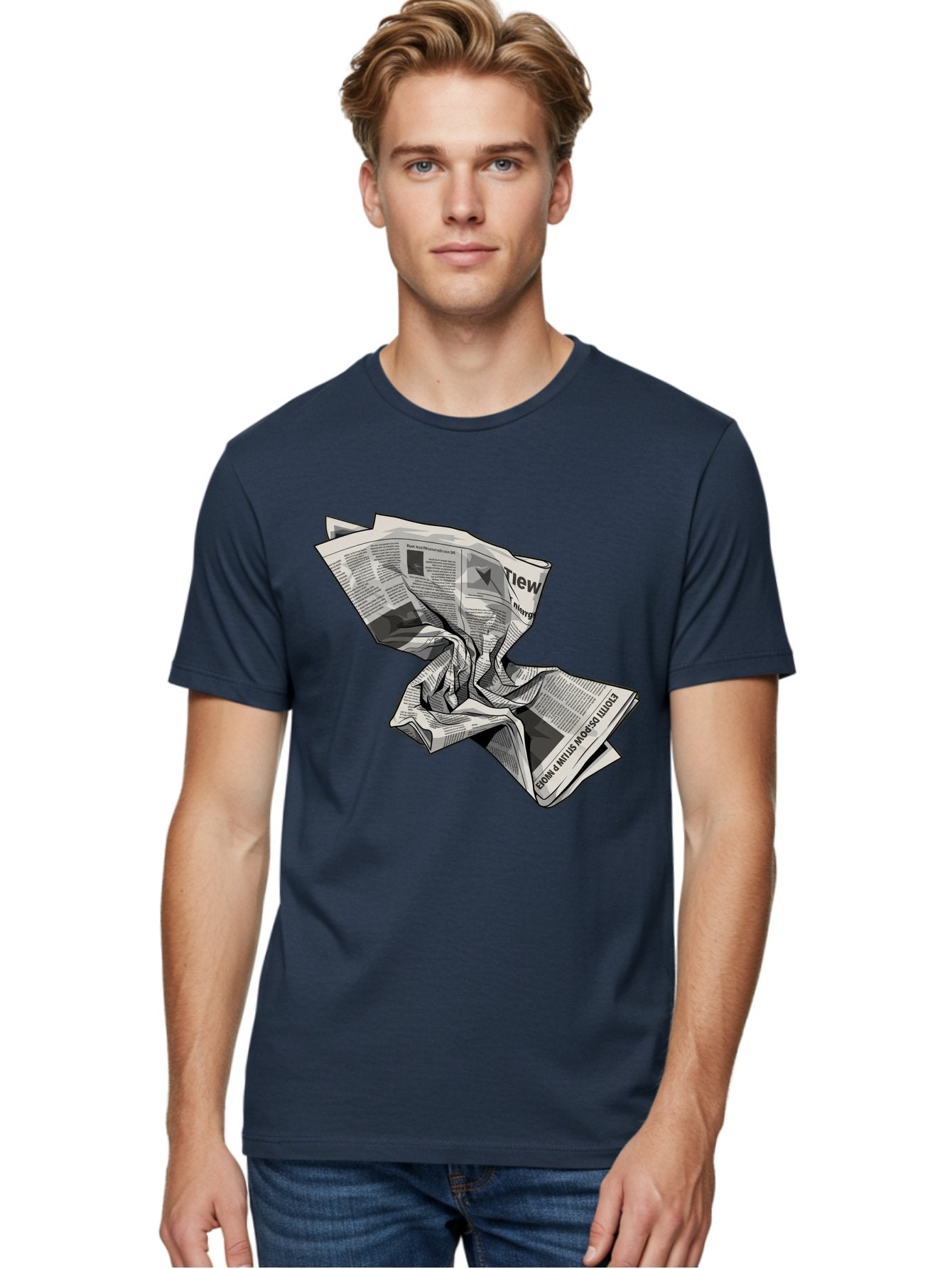 Crumpled-Newspaper-1 Men'S Graphic Tee, 100% Cotton, Comfortable Casual Summer Wear, Machine Washable, Vintage Camera, Old Camera, Antique Camera, Black Camera, Classic Photography, Photography Equipment, Nostalgic Device, Film Camera, Bak341 20