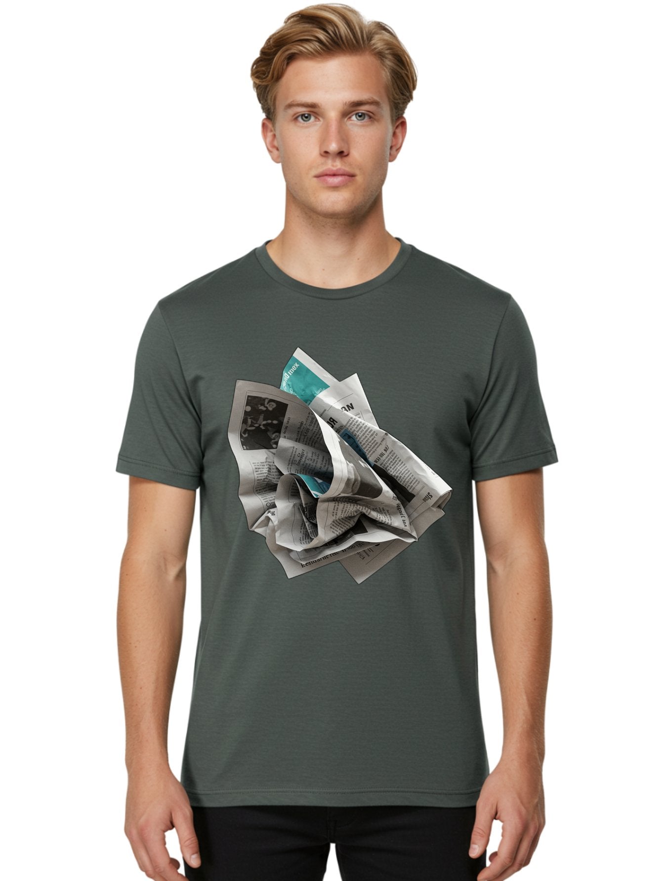 Crumpled-Newspaper-2 Men'S Graphic Tee, 100% Cotton, Comfortable Casual Summer Wear, Machine Washable, Vintage Camera, Old Camera, Antique Camera, Black Camera, Classic Photography, Photography Equipment, Nostalgic Device, Film Camera, Bak342 26