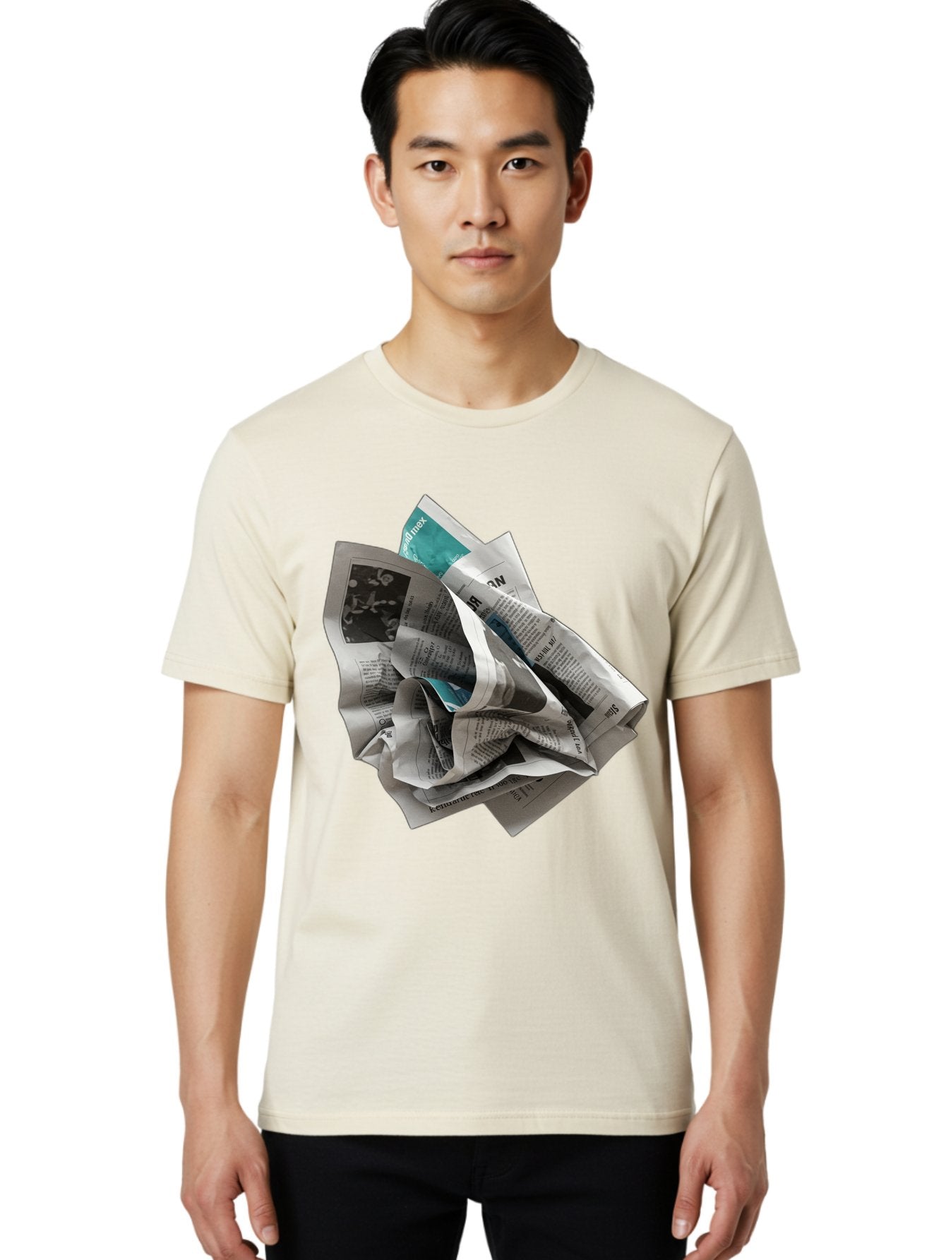 Crumpled-Newspaper-2 Men'S Graphic Tee, 100% Cotton, Comfortable Casual Summer Wear, Machine Washable, Vintage Camera, Old Camera, Antique Camera, Black Camera, Classic Photography, Photography Equipment, Nostalgic Device, Film Camera, Bak342 17