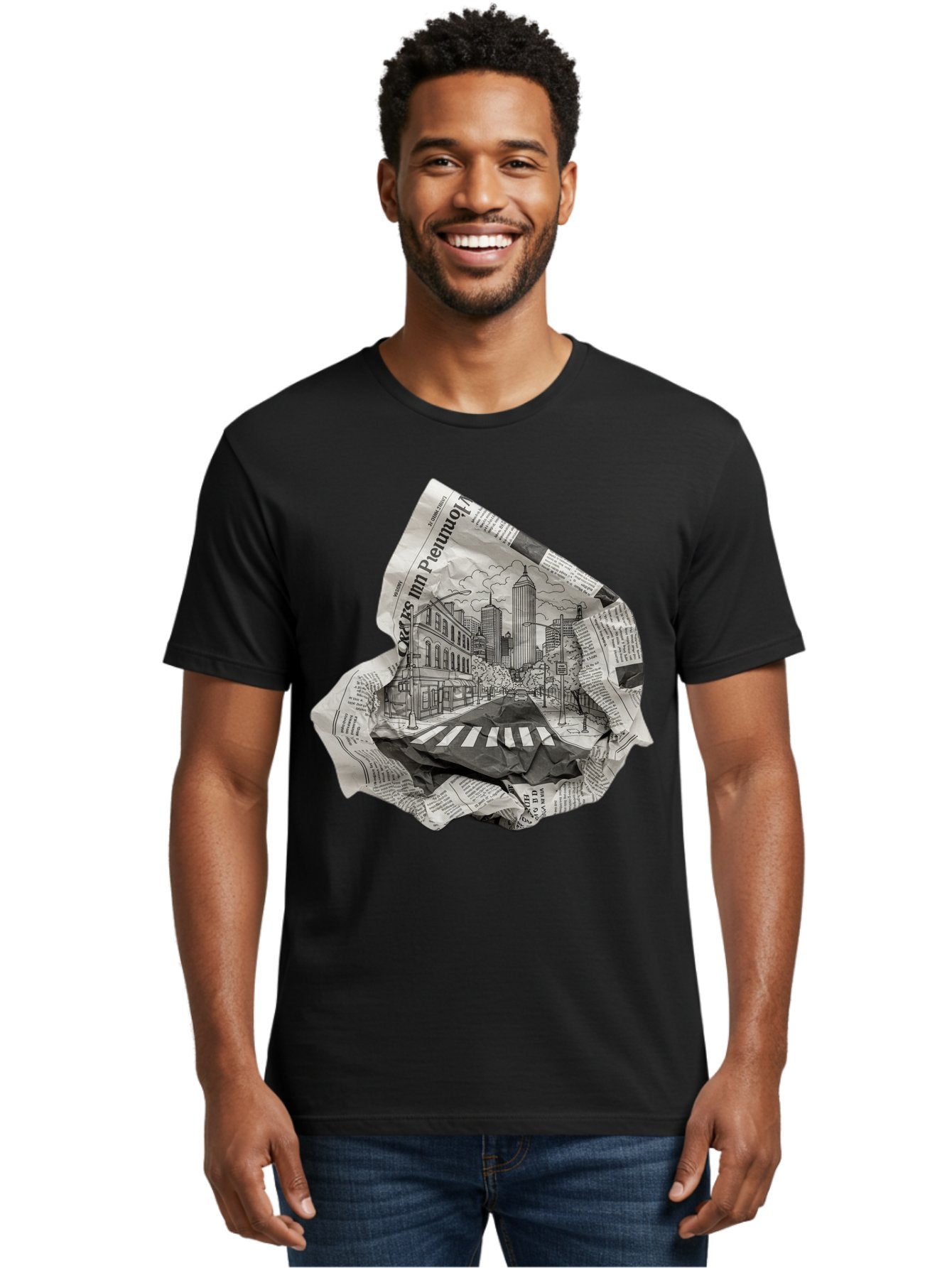 Crumpled-Newspaper-3 Men'S Graphic Tee, 100% Cotton, Comfortable Casual Summer Wear, Machine Washable, Vintage Camera, Old Camera, Antique Camera, Black Camera, Classic Photography, Photography Equipment, Nostalgic Device, Film Camera, Bak343 26