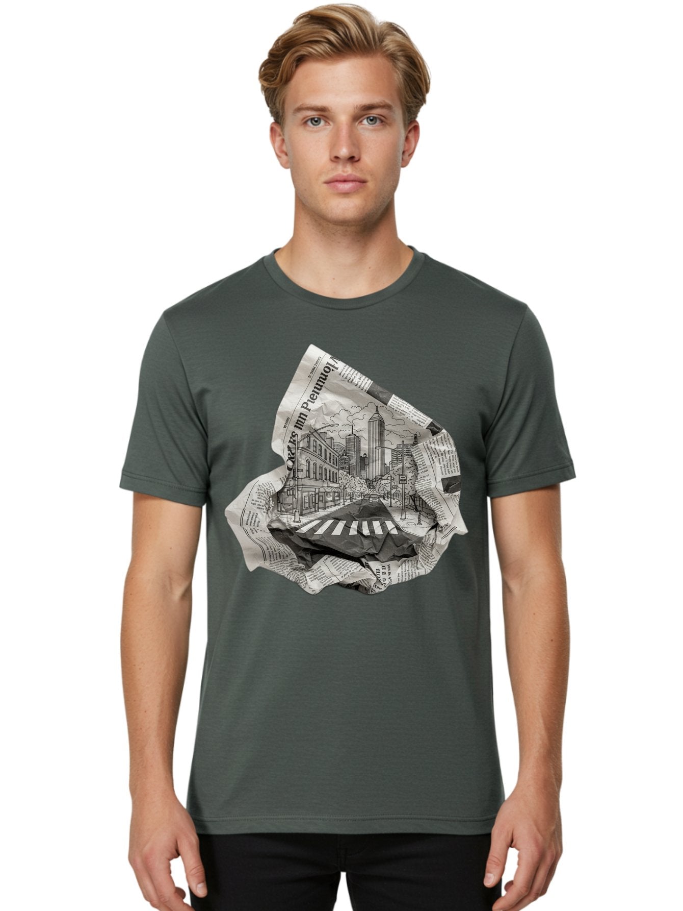 Crumpled-Newspaper-3 Men'S Graphic Tee, 100% Cotton, Comfortable Casual Summer Wear, Machine Washable, Vintage Camera, Old Camera, Antique Camera, Black Camera, Classic Photography, Photography Equipment, Nostalgic Device, Film Camera, Bak343 25