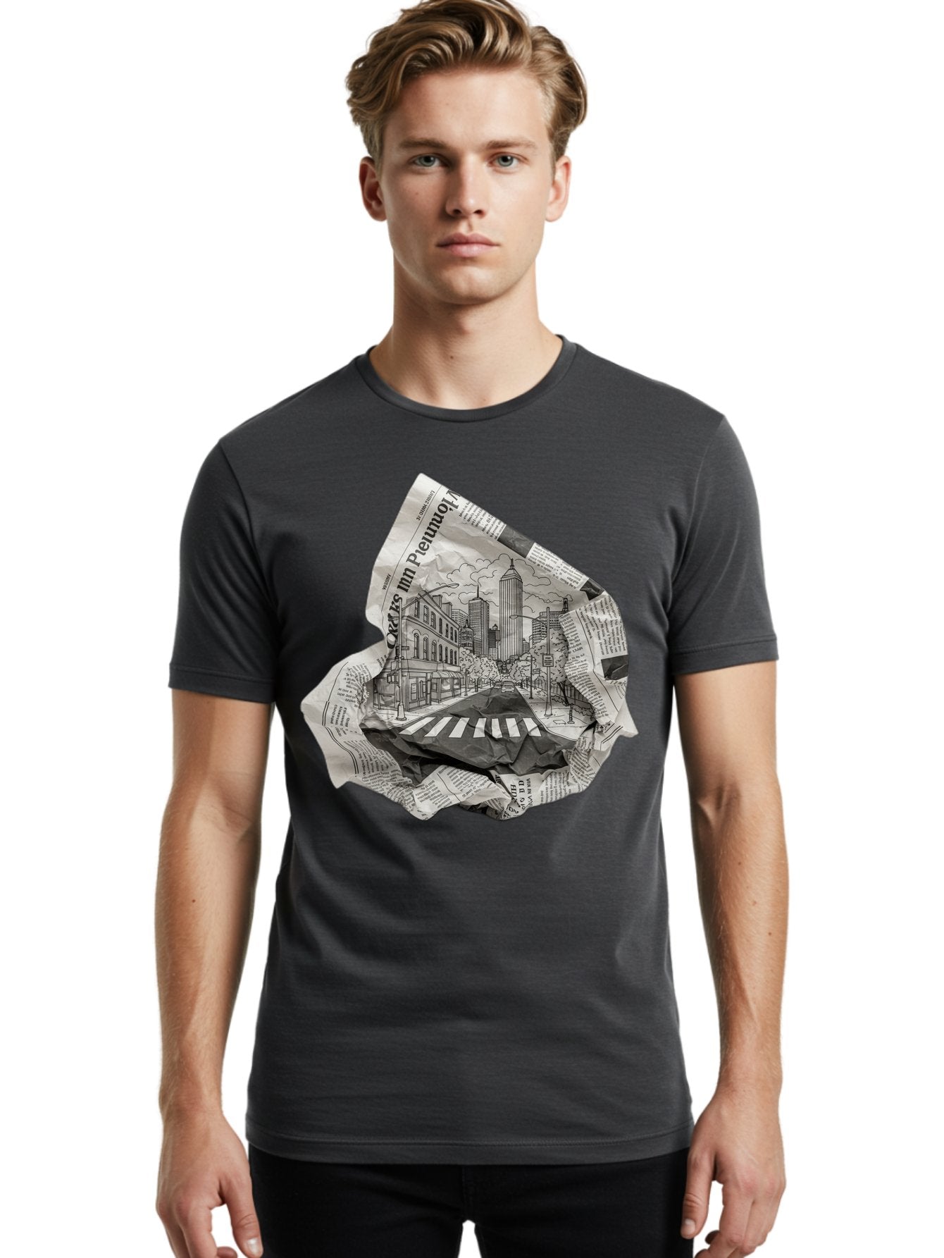 Crumpled-Newspaper-3 Men'S Graphic Tee, 100% Cotton, Comfortable Casual Summer Wear, Machine Washable, Vintage Camera, Old Camera, Antique Camera, Black Camera, Classic Photography, Photography Equipment, Nostalgic Device, Film Camera, Bak343 20