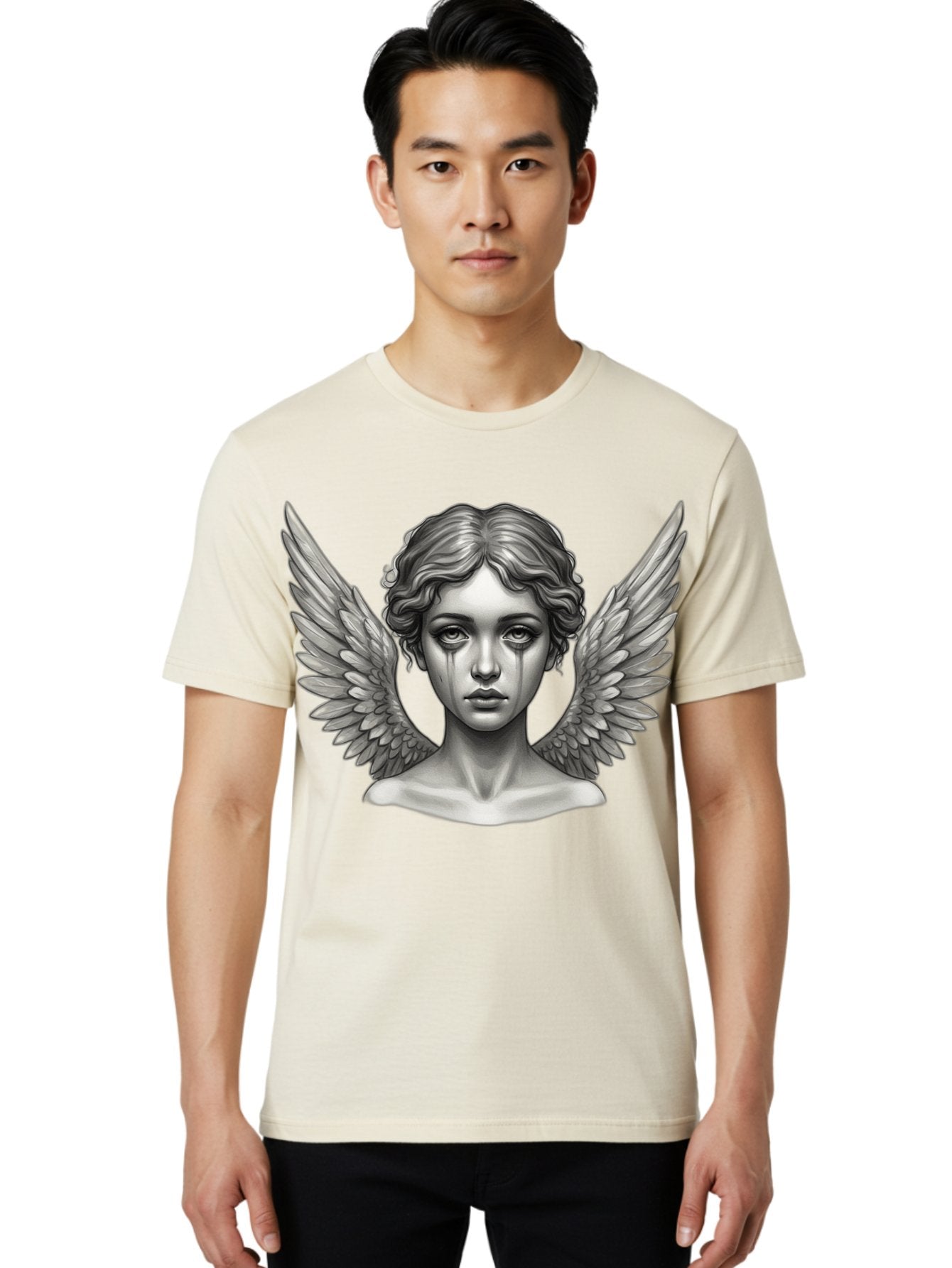 Crying-Angel-Statue Men'S Graphic Tee, 100% Cotton, Comfortable Casual Summer Wear, Machine Washable, Vintage Camera, Old Camera, Antique Camera, Black Camera, Classic Photography, Photography Equipment, Nostalgic Device, Film Camera, Bak345 30