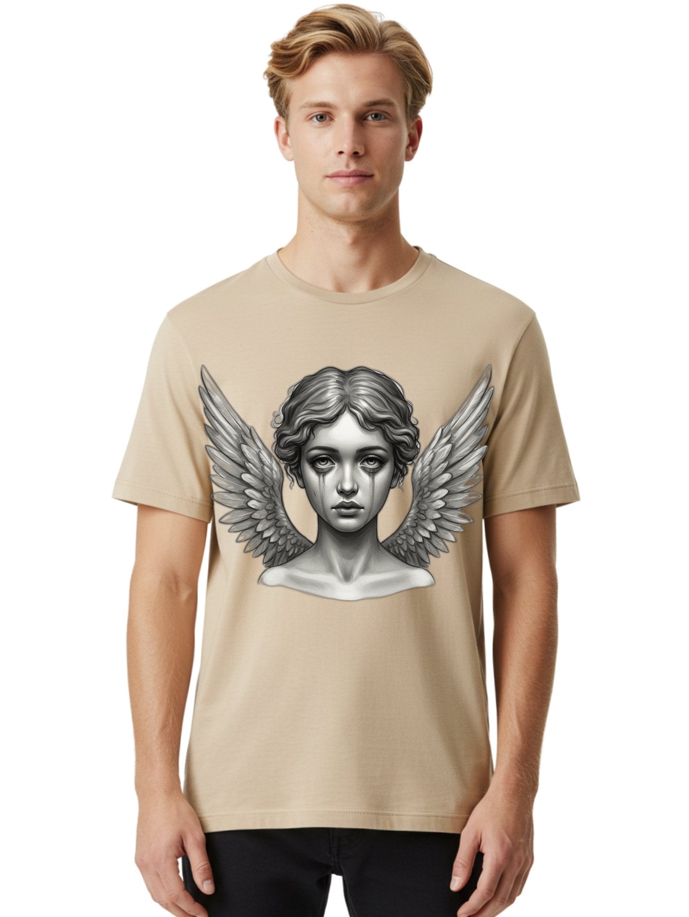 Crying-Angel-Statue Men'S Graphic Tee, 100% Cotton, Comfortable Casual Summer Wear, Machine Washable, Vintage Camera, Old Camera, Antique Camera, Black Camera, Classic Photography, Photography Equipment, Nostalgic Device, Film Camera, Bak345 25