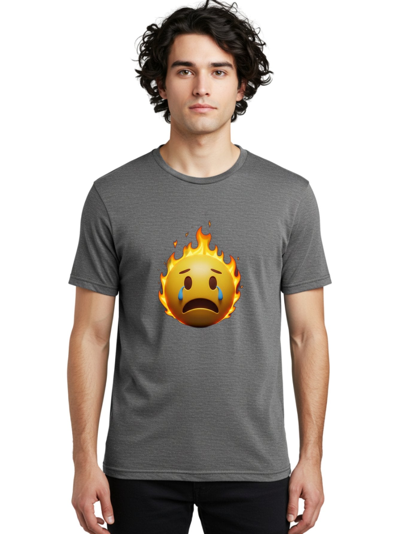 Crying-Face-On-Fire-Emoji Men'S Graphic Tee, 100% Cotton, Comfortable Casual Summer Wear, Machine Washable, Vintage Camera, Old Camera, Antique Camera, Black Camera, Classic Photography, Photography Equipment, Nostalgic Device, Film Camera, Bak357 18