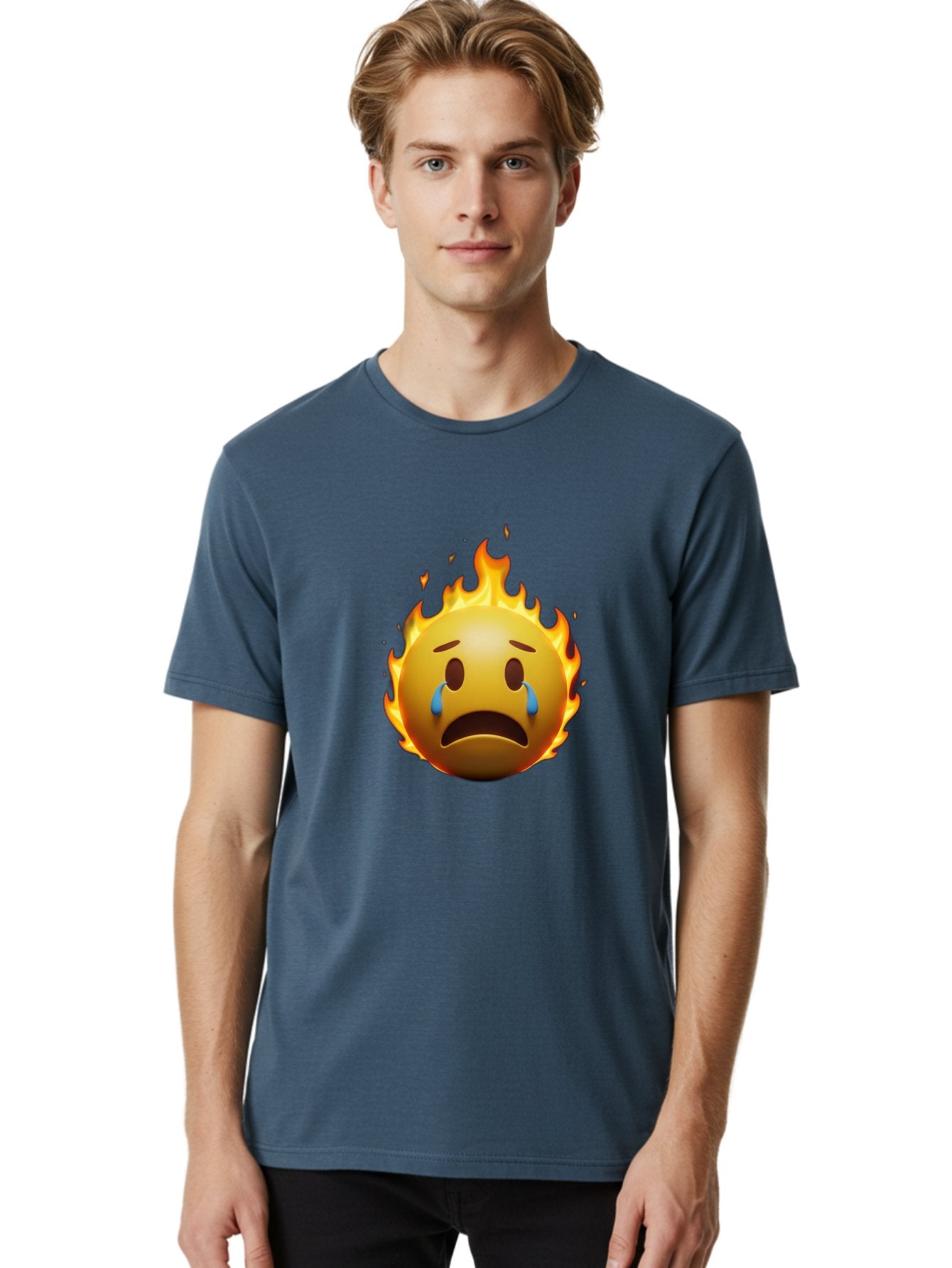 Crying-Face-On-Fire-Emoji Men'S Graphic Tee, 100% Cotton, Comfortable Casual Summer Wear, Machine Washable, Vintage Camera, Old Camera, Antique Camera, Black Camera, Classic Photography, Photography Equipment, Nostalgic Device, Film Camera, Bak357 29