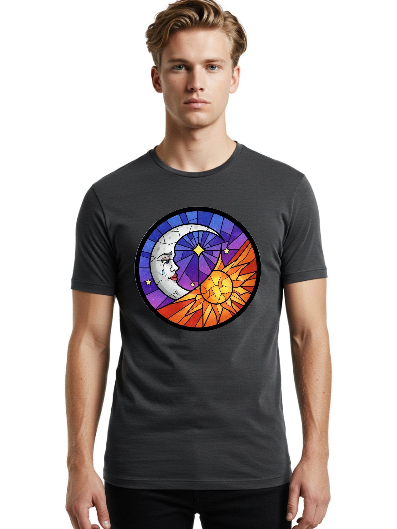 Crying-Moon-Stained-Glass Men'S Graphic Tee, 100% Cotton, Comfortable Casual Summer Wear, Machine Washable, Vintage Camera, Old Camera, Antique Camera, Black Camera, Classic Photography, Photography Equipment, Nostalgic Device, Film Camera, Bak361 25
