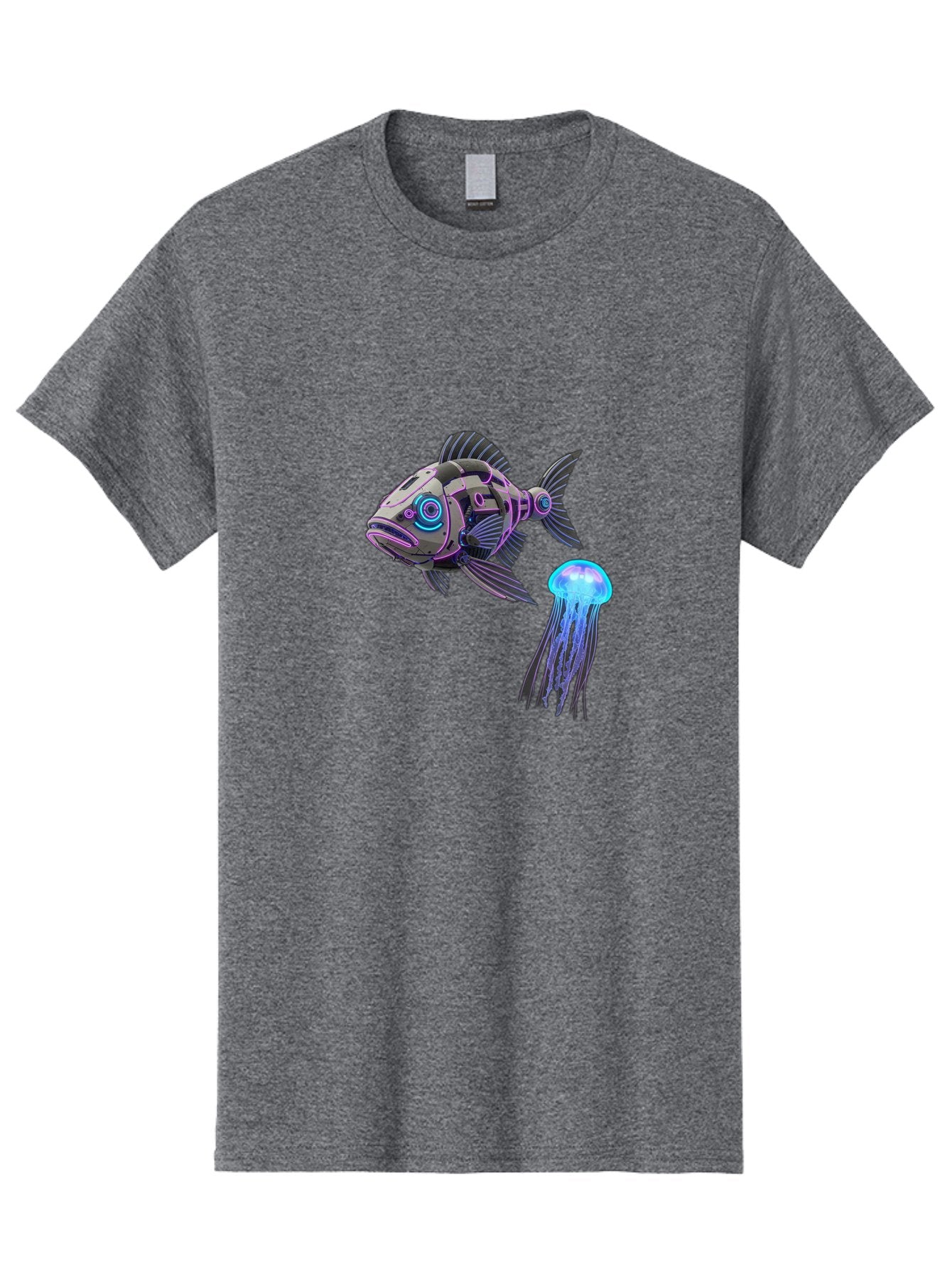 Cybernetic-Fish-And-Jellyfish Men'S Graphic Tee, 100% Cotton, Comfortable Casual Summer Wear, Machine Washable, Vintage Camera, Old Camera, Antique Camera, Black Camera, Classic Photography, Photography Equipment, Nostalgic Device, Bak388 11