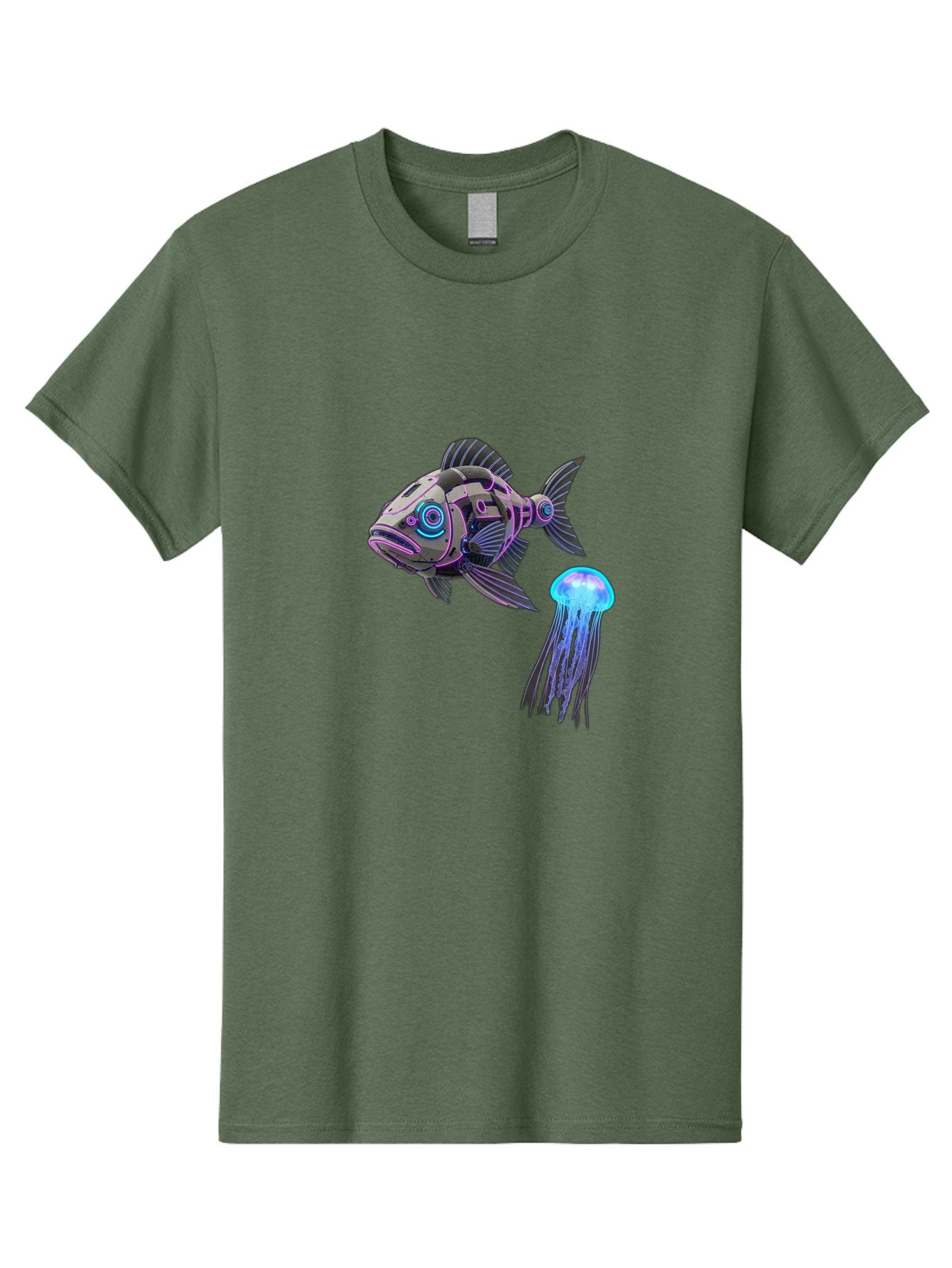 Cybernetic-Fish-And-Jellyfish Men'S Graphic Tee, 100% Cotton, Comfortable Casual Summer Wear, Machine Washable, Vintage Camera, Old Camera, Antique Camera, Black Camera, Classic Photography, Photography Equipment, Nostalgic Device, Bak388 3