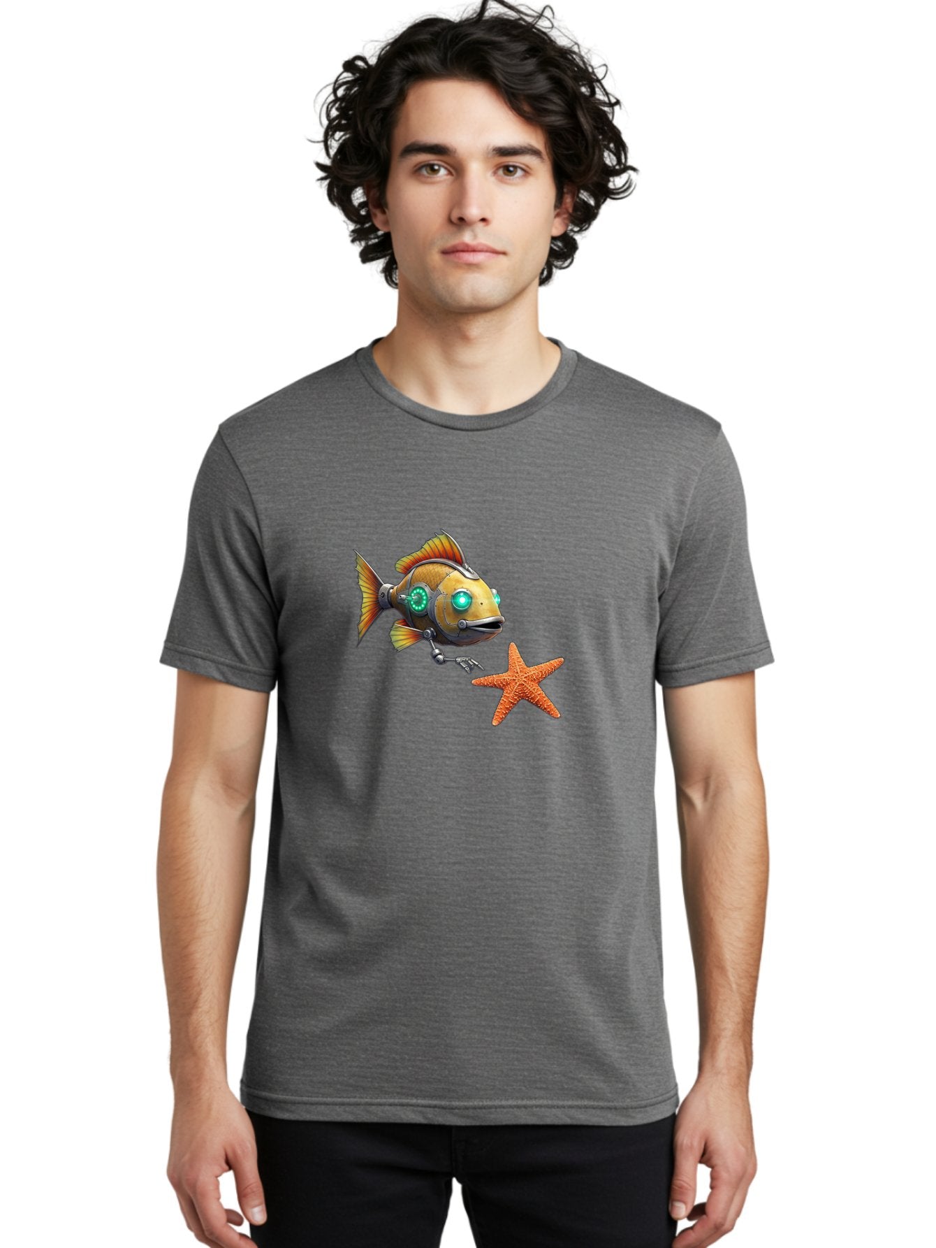 Cyborg-Fish-2 Men'S Graphic Tee, 100% Cotton, Comfortable Casual Summer Wear, Machine Washable, Vintage Camera, Old Camera, Antique Camera, Black Camera, Classic Photography, Photography Equipment, Nostalgic Device, Film Camera, Camera Art Bak391 28