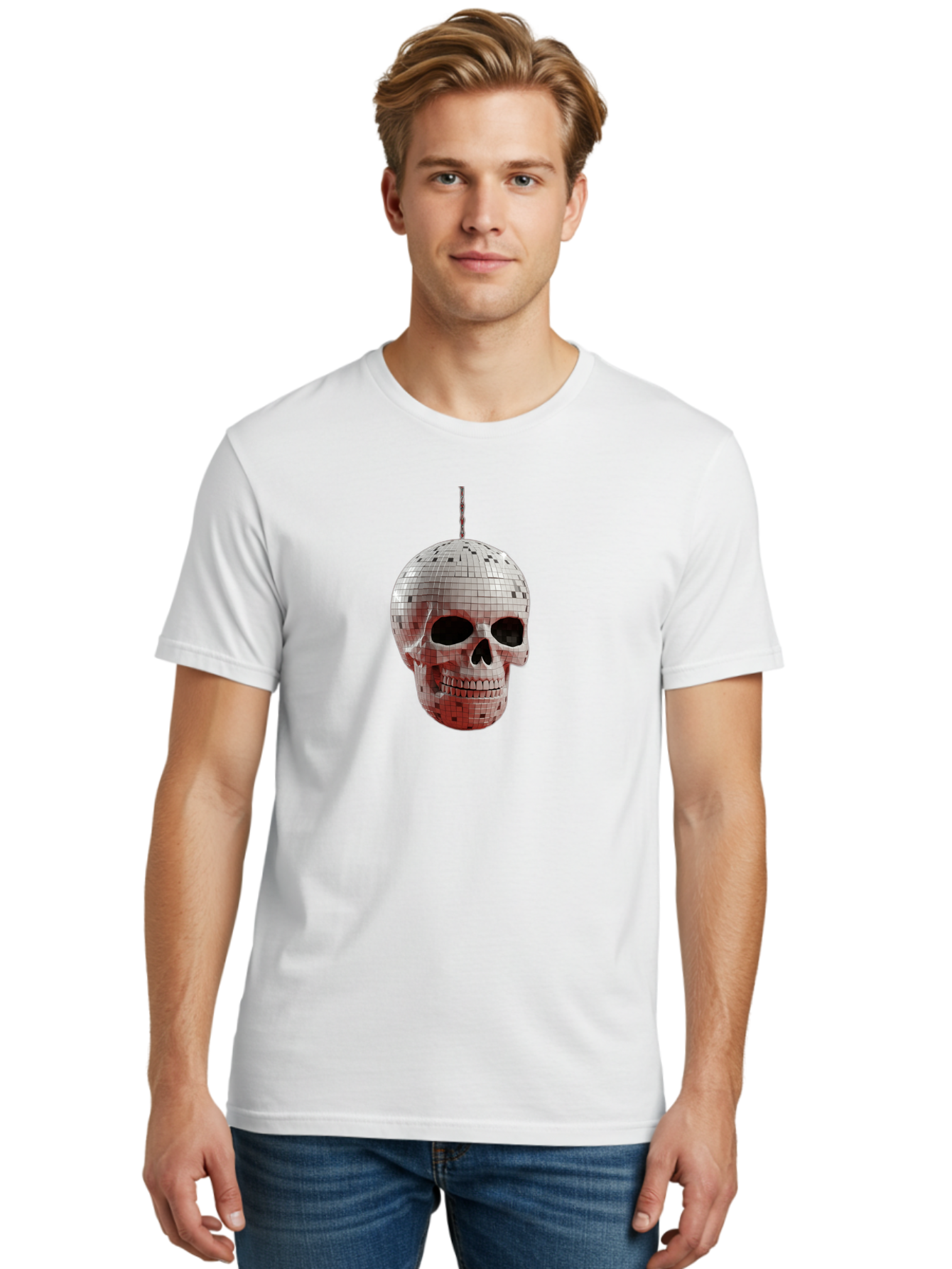 Disco-Skull-1 Men'S Graphic Tee, 100% Cotton, Comfortable Casual Summer Wear, Machine Washable, Vintage Camera, Old Camera, Antique Camera, Black Camera, Classic Photography, Photography Equipment, Nostalgic Device, Film Camera, Camera Art Bak426 26