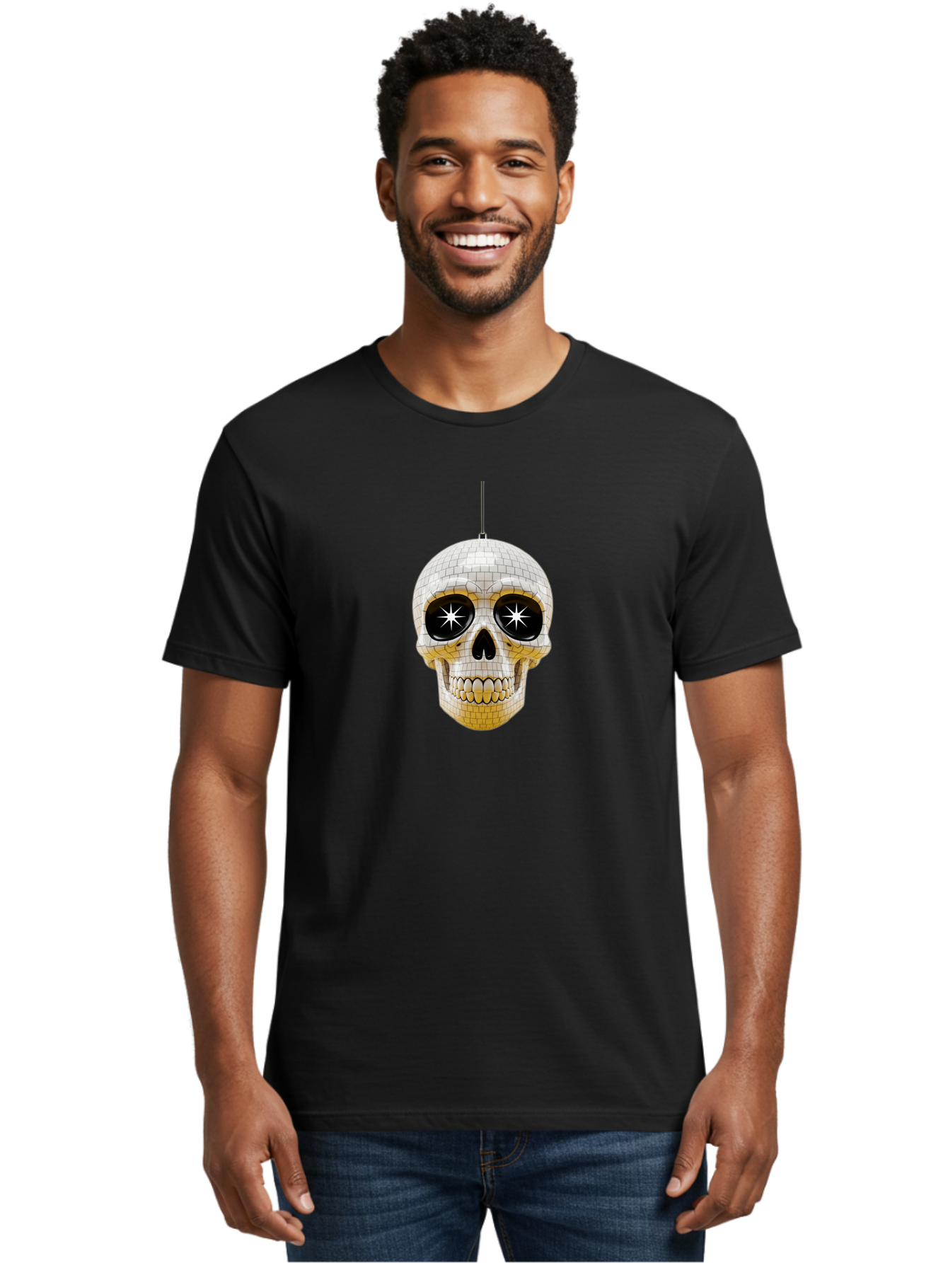 Disco-Skull-2 Men'S Graphic Tee, 100% Cotton, Comfortable Casual Summer Wear, Machine Washable, Vintage Camera, Old Camera, Antique Camera, Black Camera, Classic Photography, Photography Equipment, Nostalgic Device, Film Camera, Camera Art Bak427 16