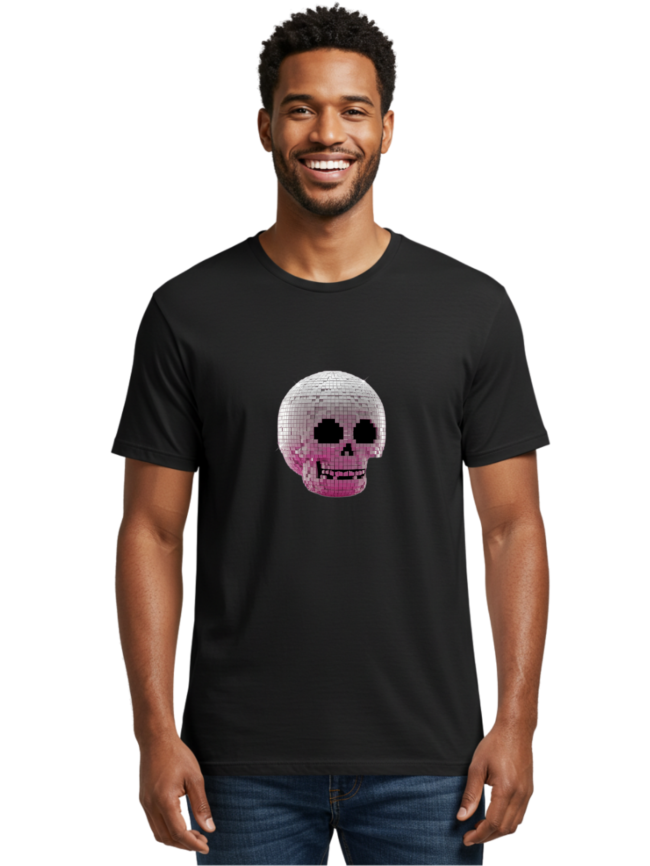 Disco-Skull-3 Men'S Graphic Tee, 100% Cotton, Comfortable Casual Summer Wear, Machine Washable, Vintage Camera, Old Camera, Antique Camera, Black Camera, Classic Photography, Photography Equipment, Nostalgic Device, Film Camera, Camera Art Bak428 23