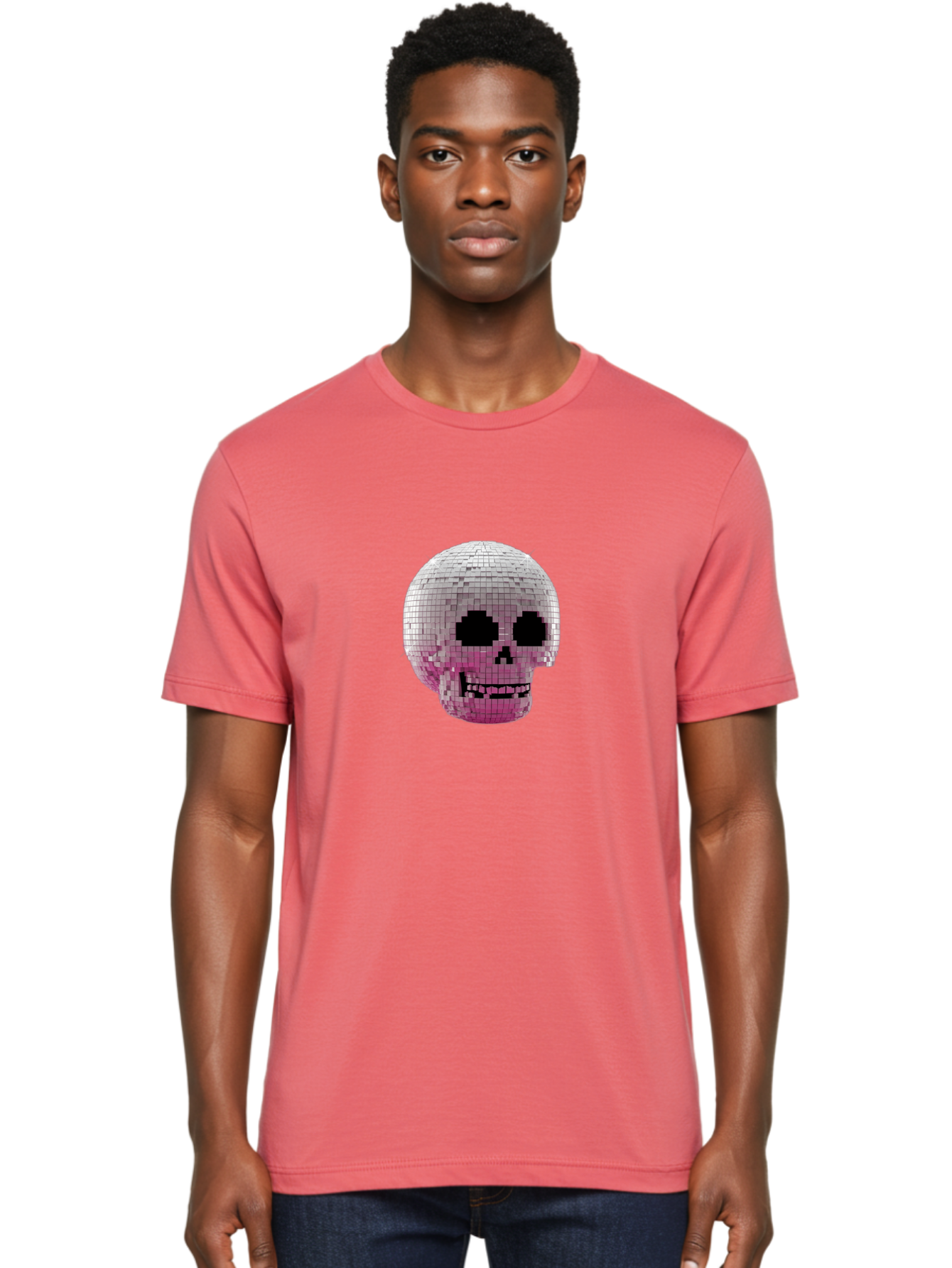 Disco-Skull-3 Men'S Graphic Tee, 100% Cotton, Comfortable Casual Summer Wear, Machine Washable, Vintage Camera, Old Camera, Antique Camera, Black Camera, Classic Photography, Photography Equipment, Nostalgic Device, Film Camera, Camera Art Bak428 30