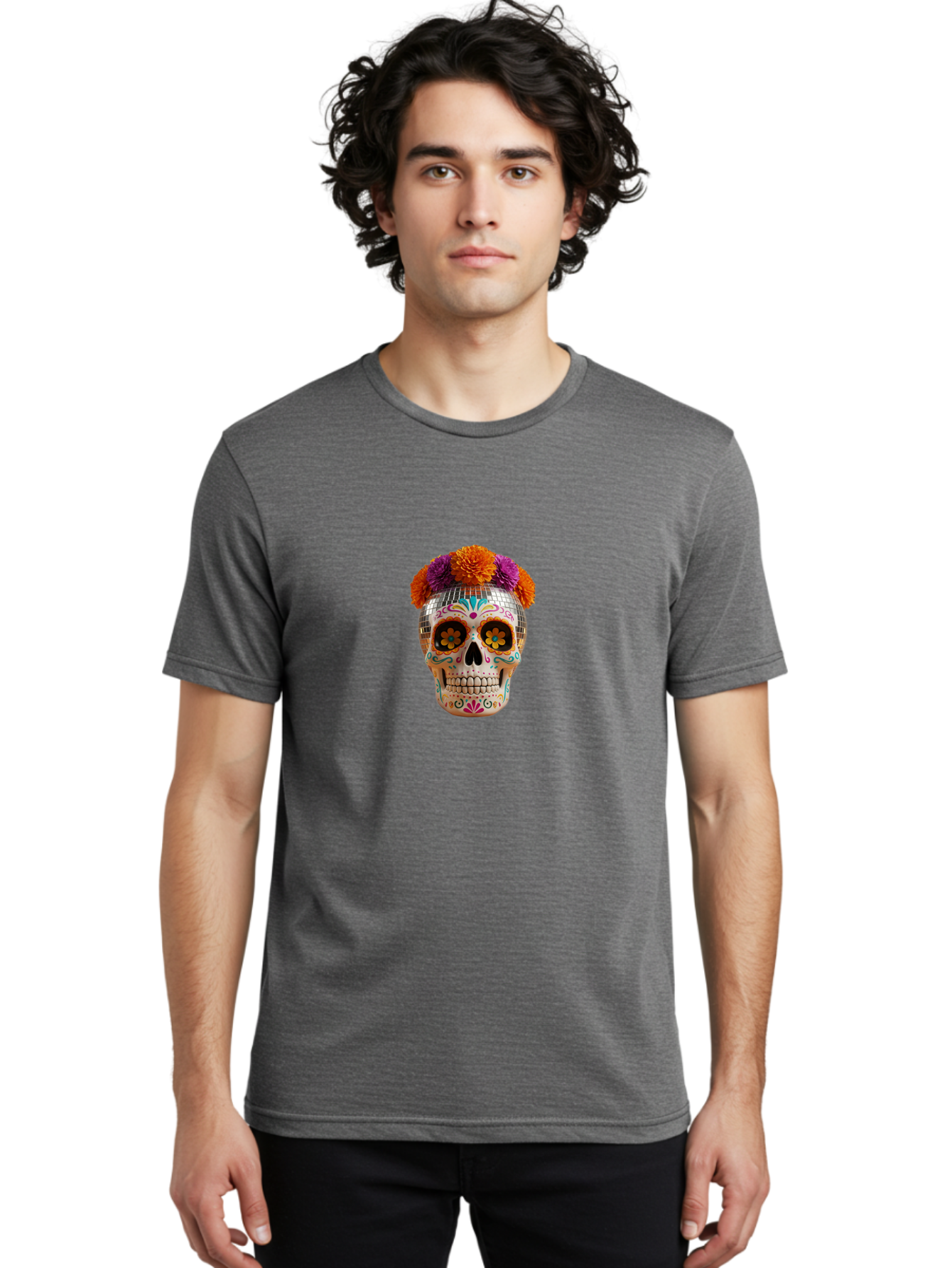 Disco-Sugar-Skull Men'S Graphic Tee, 100% Cotton, Comfortable Casual Summer Wear, Machine Washable, Vintage Camera, Old Camera, Antique Camera, Black Camera, Classic Photography, Photography Equipment, Nostalgic Device, Film Camera, Camera Art Bak431 24