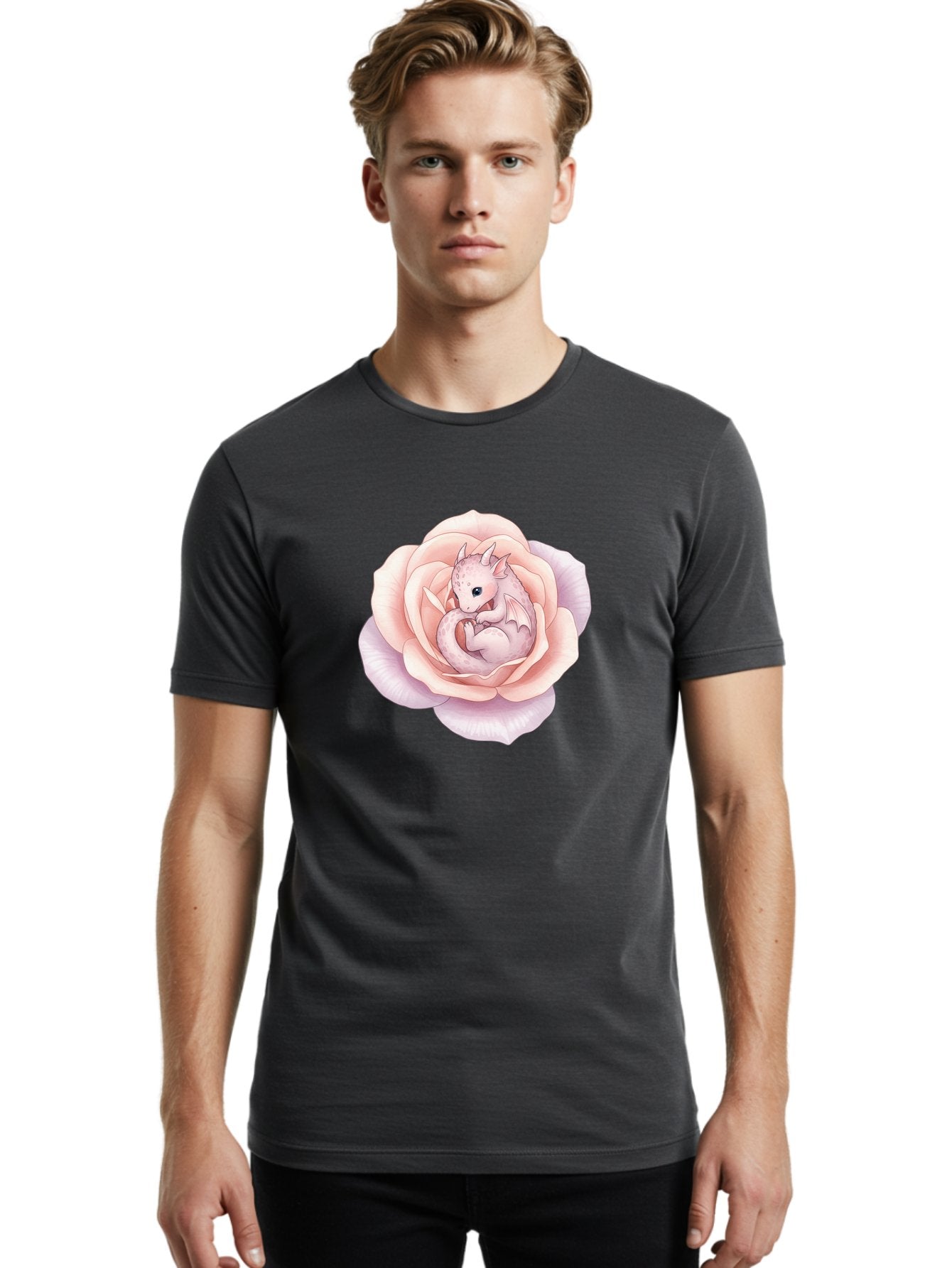 Dragon-In-Rose-3 Men'S Graphic Tee, 100% Cotton, Comfortable Casual Summer Wear, Machine Washable, Vintage Camera, Old Camera, Antique Camera, Black Camera, Classic Photography, Photography Equipment, Nostalgic Device, Film Camera, Camera Art Bak466 25