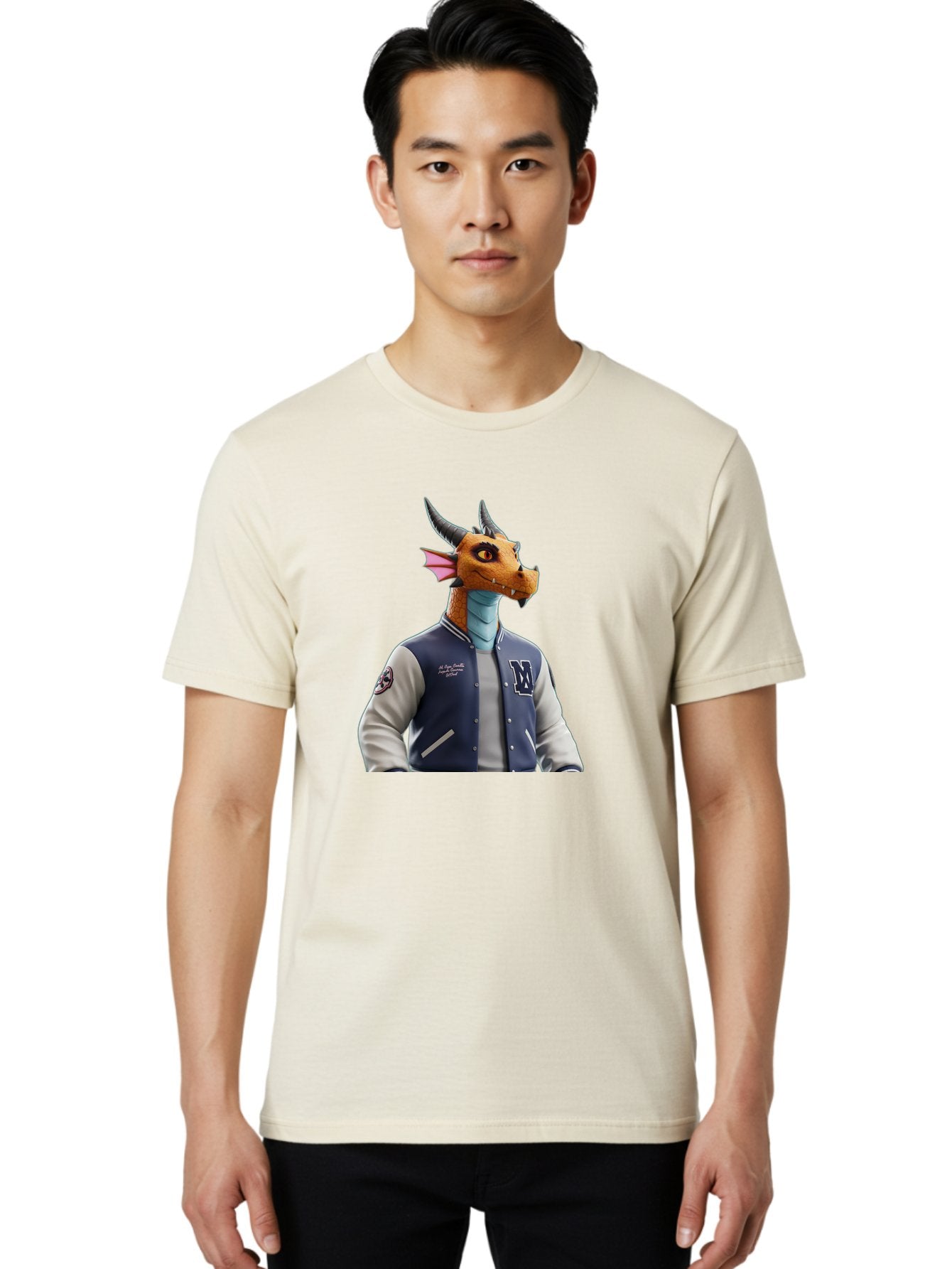 Dragon-Varsity-Jacket-1 Men'S Graphic Tee, 100% Cotton, Comfortable Casual Summer Wear, Machine Washable, Vintage Camera, Old Camera, Antique Camera, Black Camera, Classic Photography, Photography Equipment, Nostalgic Device, Film Camera, Bak493 24