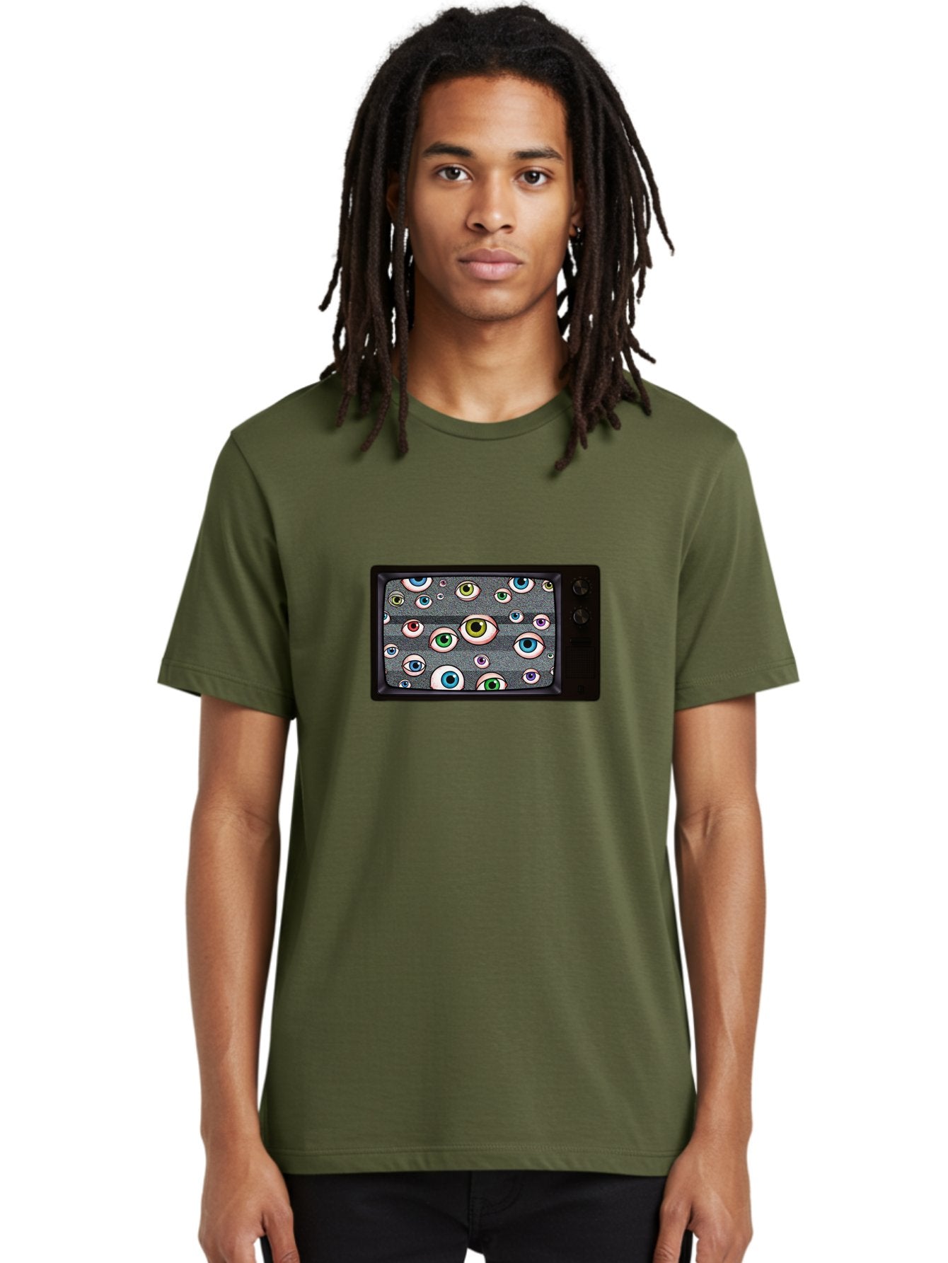 Eyes-On-Phone-Screen Men'S Graphic Tee, 100% Cotton, Comfortable Casual Summer Wear, Machine Washable, Vintage Camera, Old Camera, Antique Camera, Black Camera, Classic Photography, Photography Equipment, Nostalgic Device, Film Camera, Bak534 23
